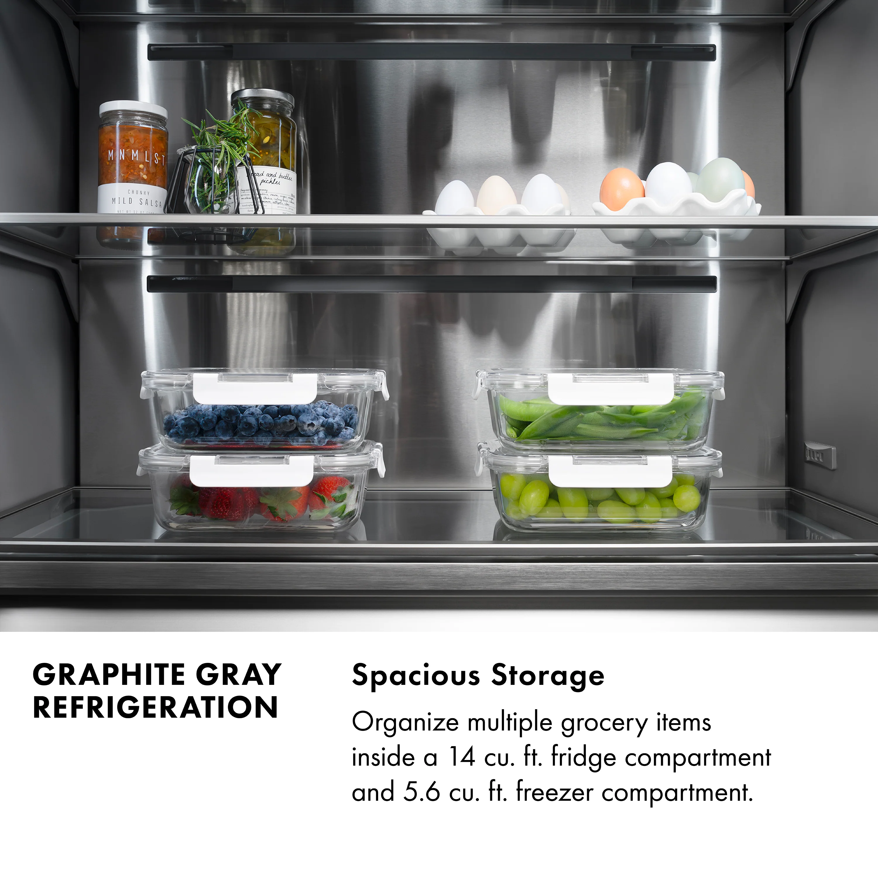 ZLINE 36 in. 19.6 cu. ft. French Door Built-In Bottom Freezer Refrigerator with Water Dispenser and Ice Maker in Stainless Steel with Graphite Gray Interior (GRBIV-304-36) - Image 17
