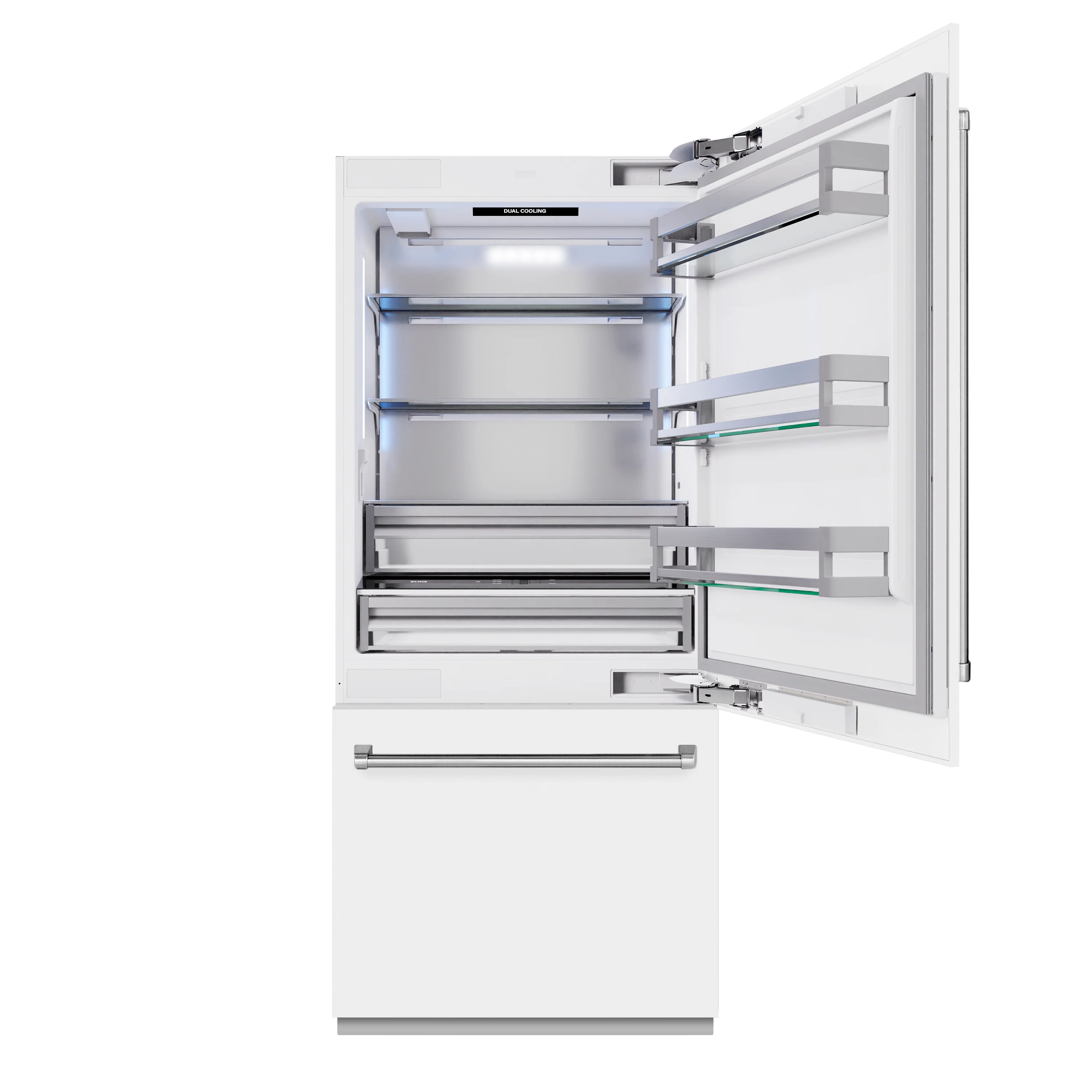 ZLINE 36 in. 19.8 cu. ft. Built-In Bottom Freezer Refrigerator with Water Dispenser and Ice Maker in White Matte (RBIT-WM-36) - Image 3
