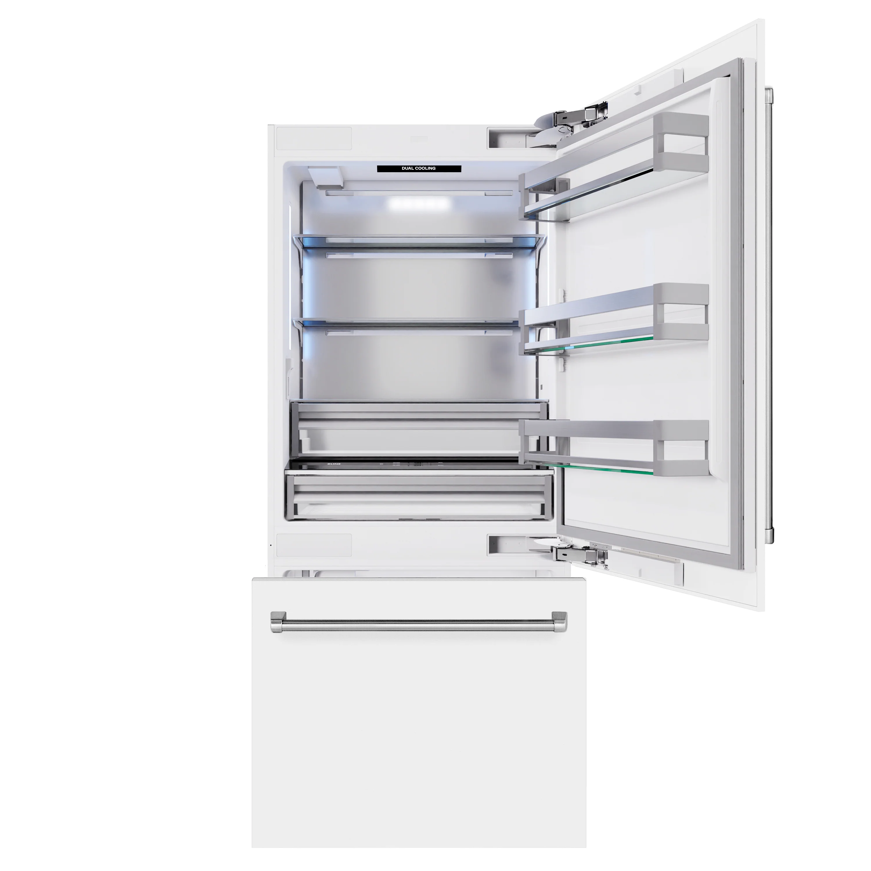 ZLINE 36 in. 19.8 cu. ft. Built-In Bottom Freezer Refrigerator with Water Dispenser and Ice Maker in White Matte (RBIT-WM-36) - Image 4