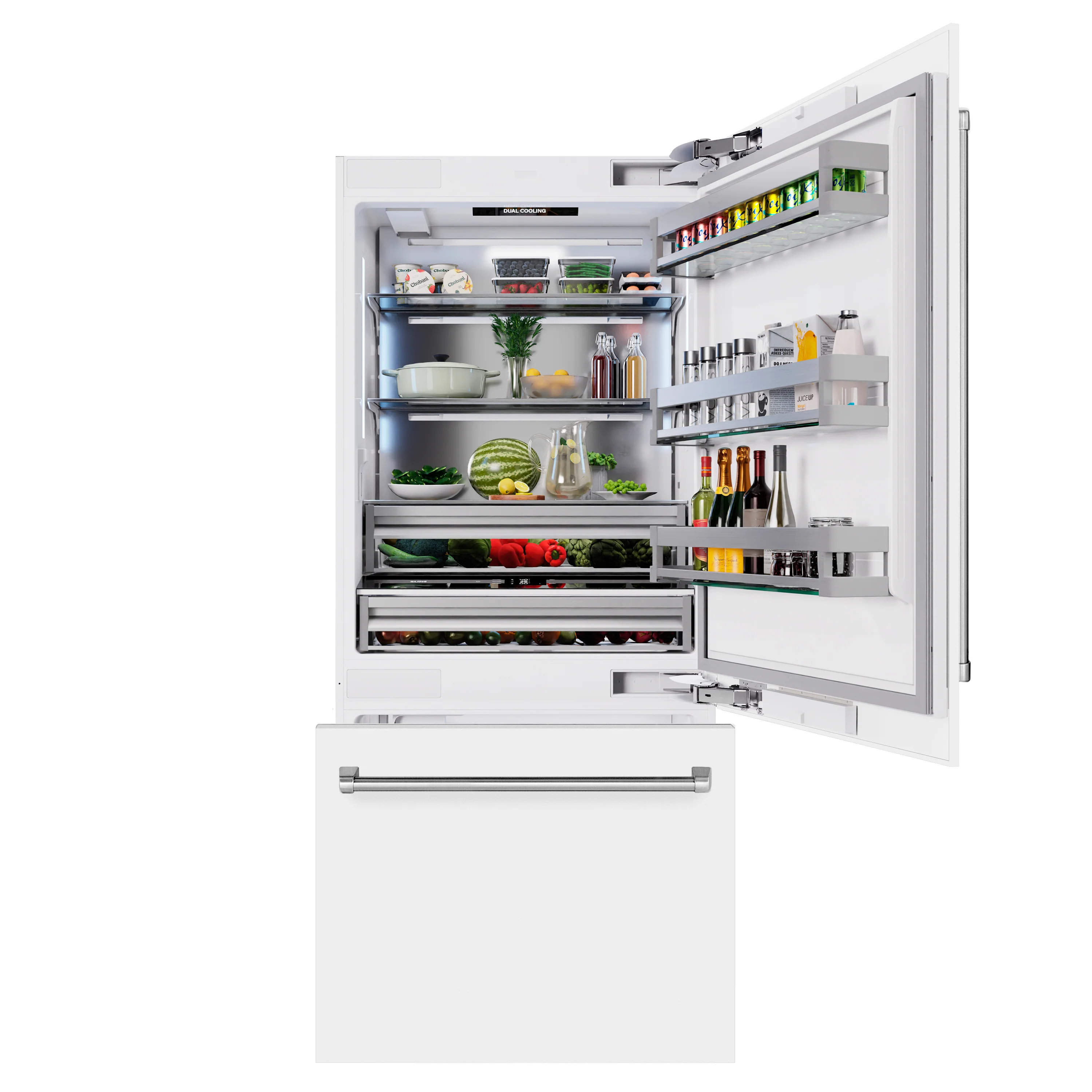 ZLINE 36 in. 19.8 cu. ft. Built-In Bottom Freezer Refrigerator with Water Dispenser and Ice Maker in White Matte (RBIT-WM-36) - Image 5