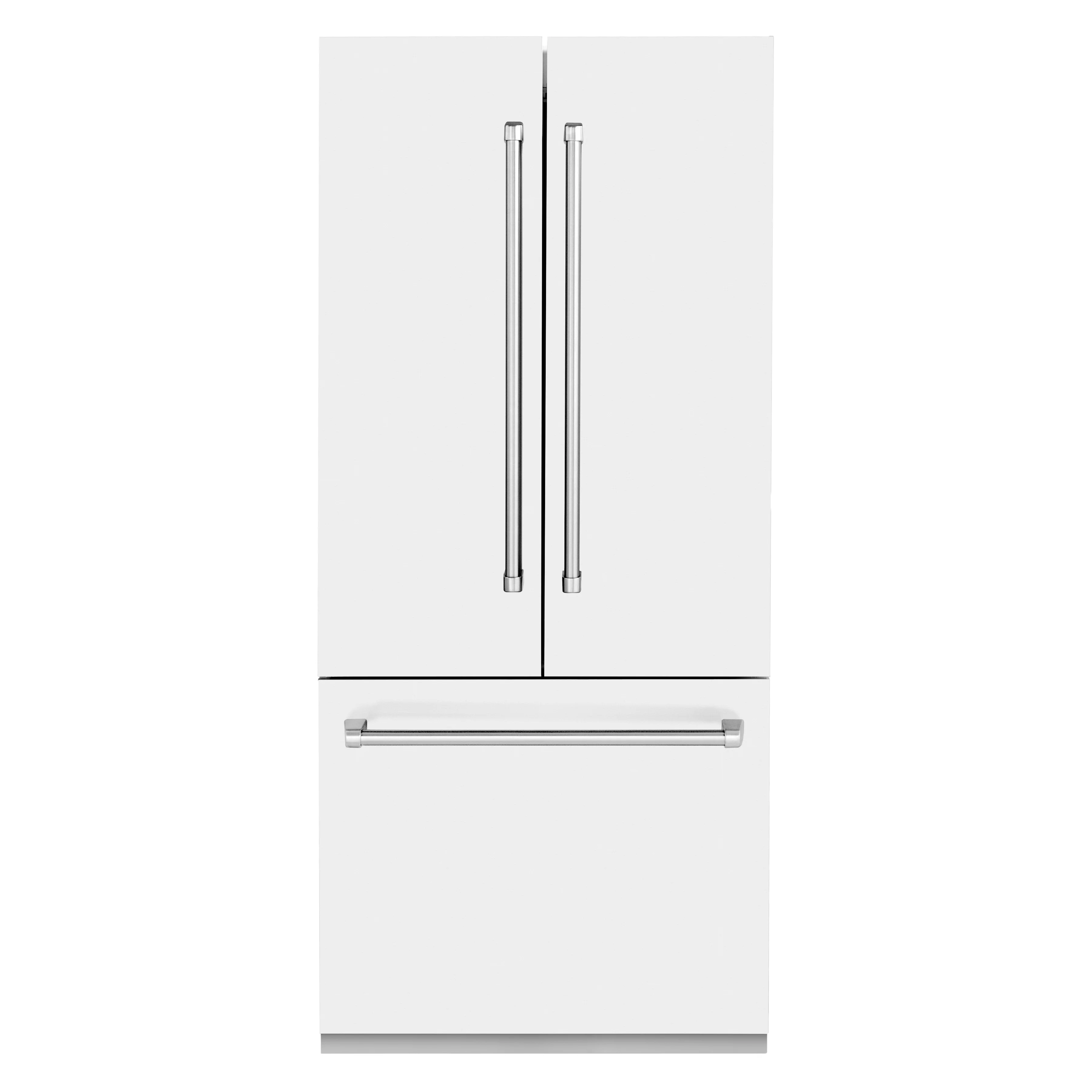 ZLINE 36 in. 19.6 cu. ft. French Door Built-In Bottom Freezer Refrigerator with Water Dispenser and Ice Maker in White Matte (RBIV-WM-36) - Image 3
