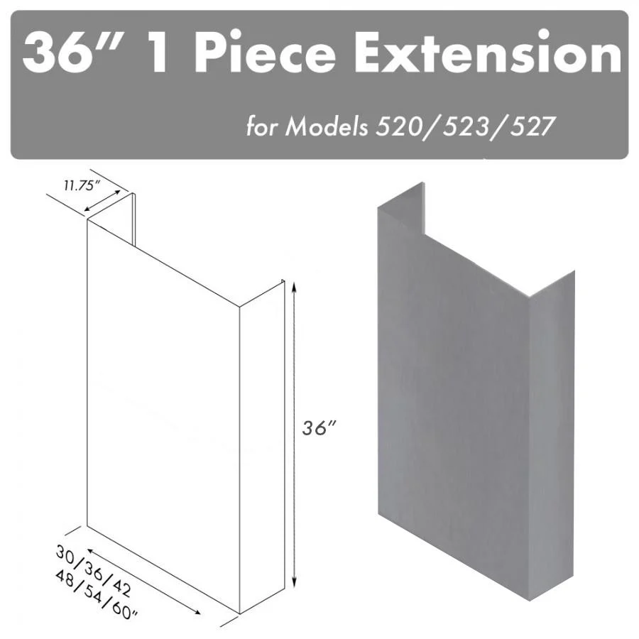 ZLINE 36 in. Chimney for 60" Under Cabinet Hoods (520/523/527-60-3FTEXT)