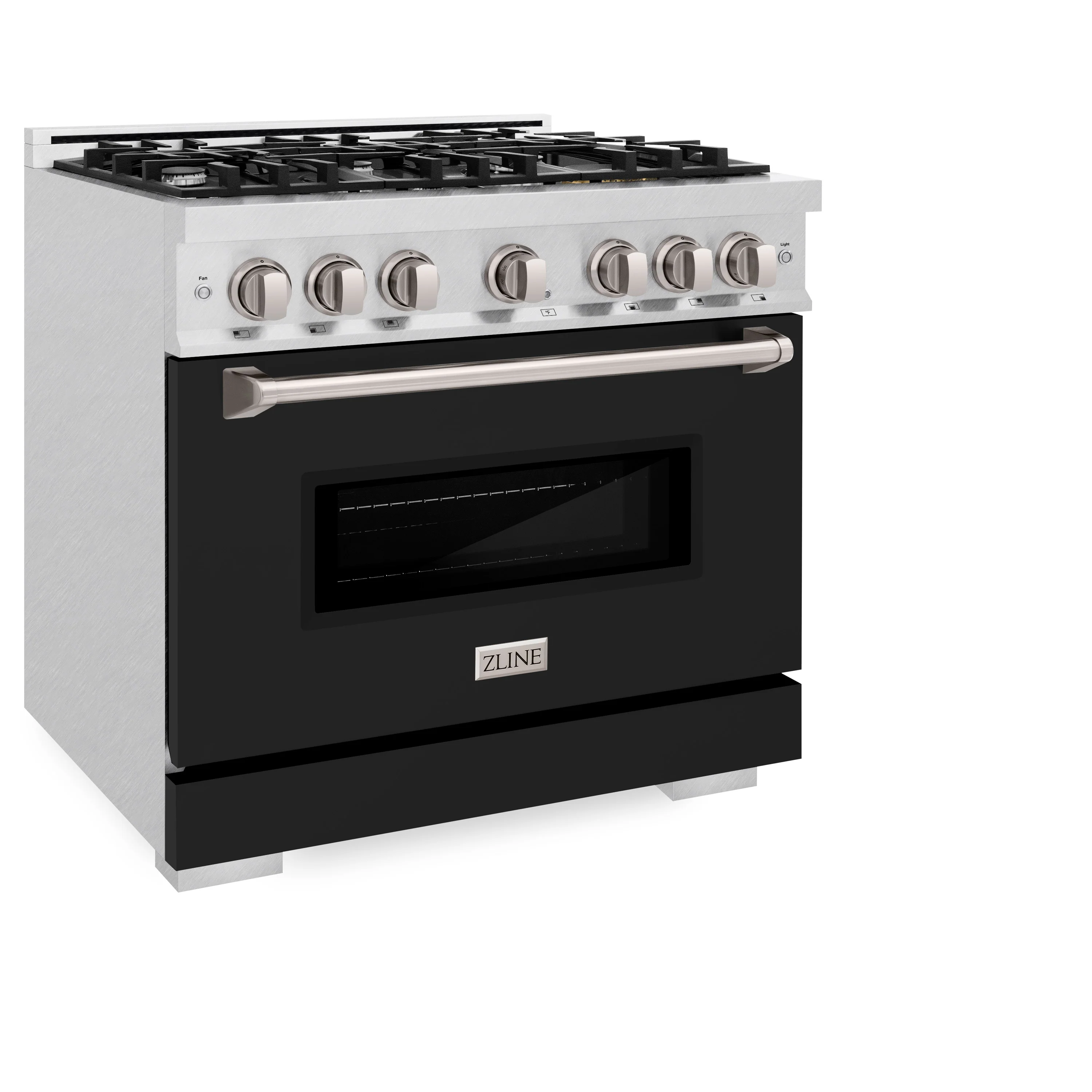 ZLINE 36 in. 5.2 cu. ft. Classic Dual Fuel Range with 6 Burner Gas Cooktop and Electric Convection Oven in Satin Stainless Steel with Black Matte Door (CDRS-BLM-36) - Image 5