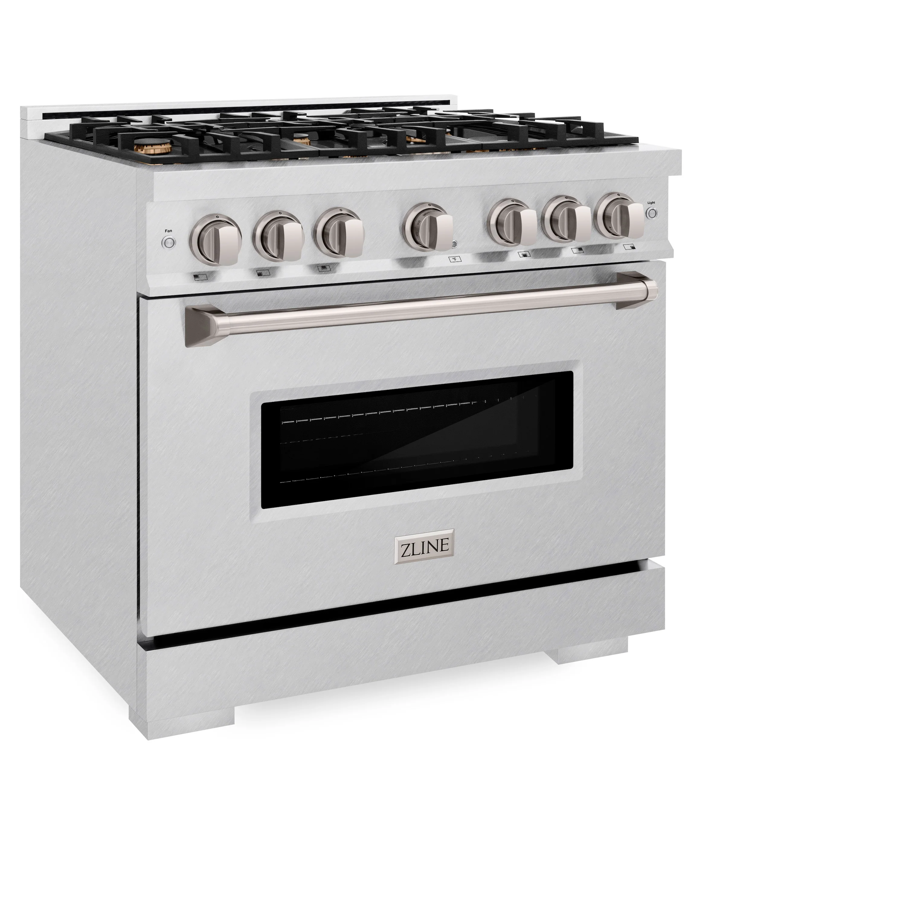 ZLINE 36 in. 5.2 cu. ft. Classic Dual Fuel Range with Gas Cooktop and Electric Convection Oven in Satin Stainless Steel with 6 Brass Burners (CDRS-BR-36) - Image 5