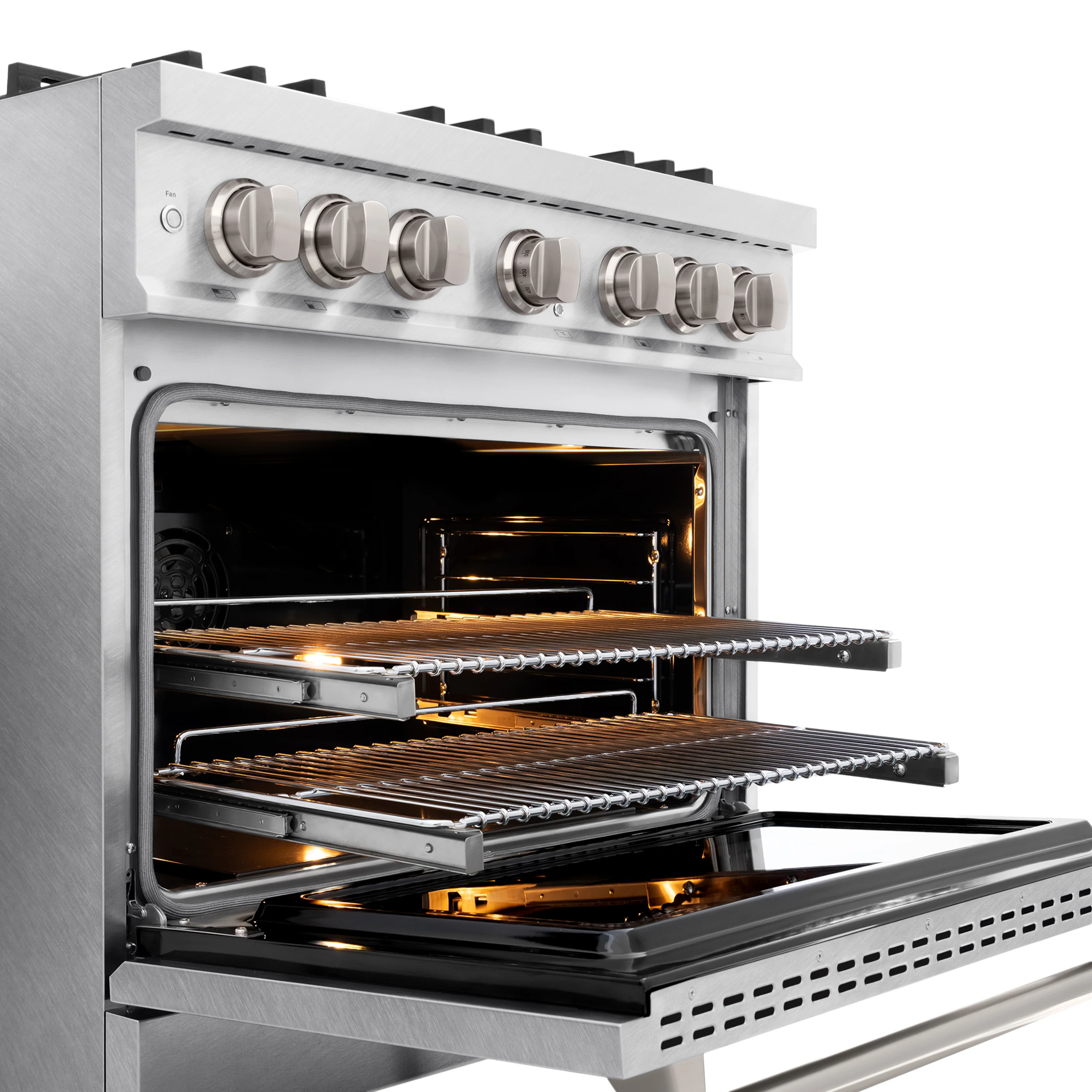 ZLINE 36 in. 5.2 cu. ft. Classic Dual Fuel Range with Gas Cooktop and Electric Convection Oven in Satin Stainless Steel with 6 Brass Burners (CDRS-BR-36) - Image 9