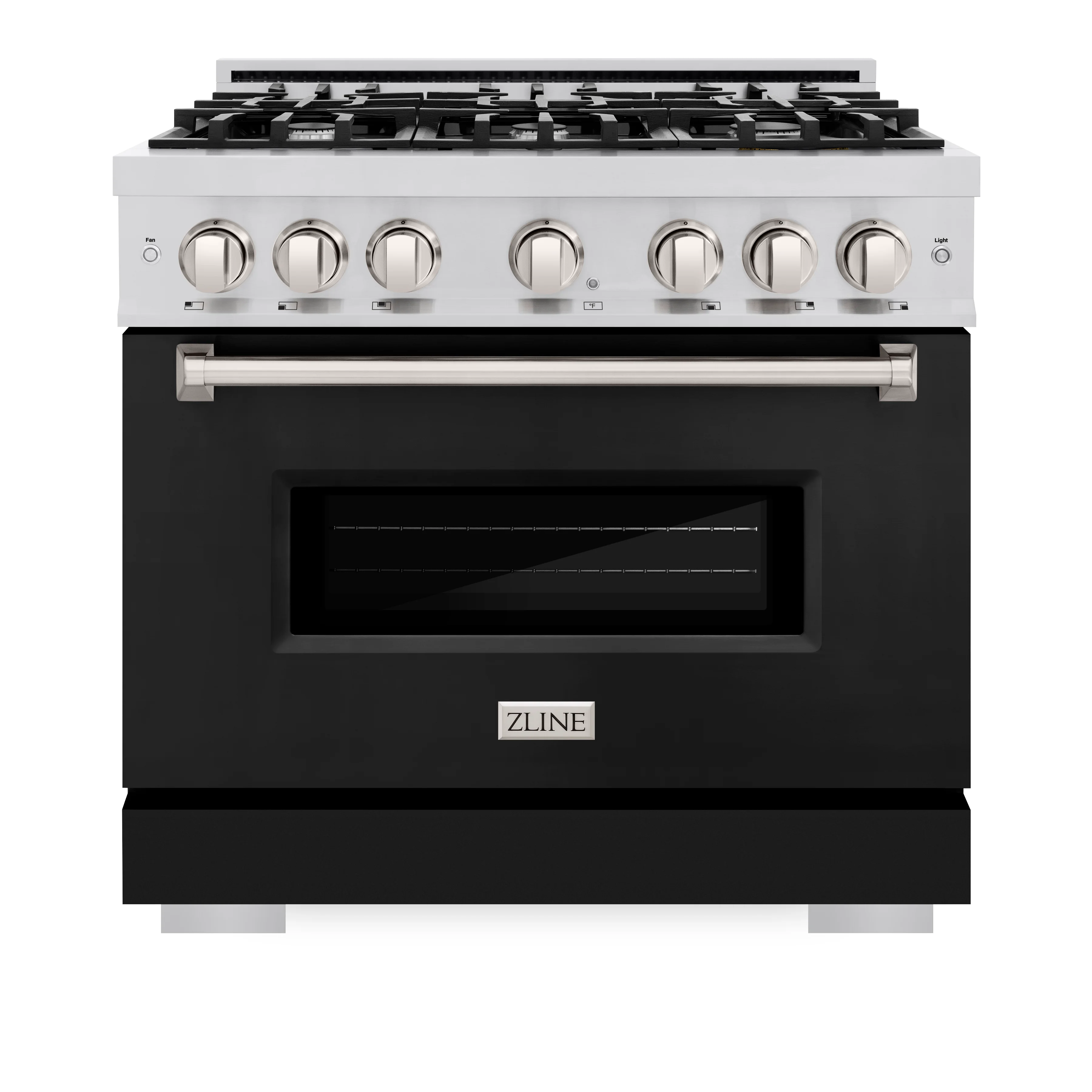 ZLINE 36 in. 5.2 cu. ft. Classic Dual Fuel Range with 6 Burner Gas Cooktop and Electric Convection Oven in Stainless Steel with Black Matte Door (CDR-BLM-36) - Image 2