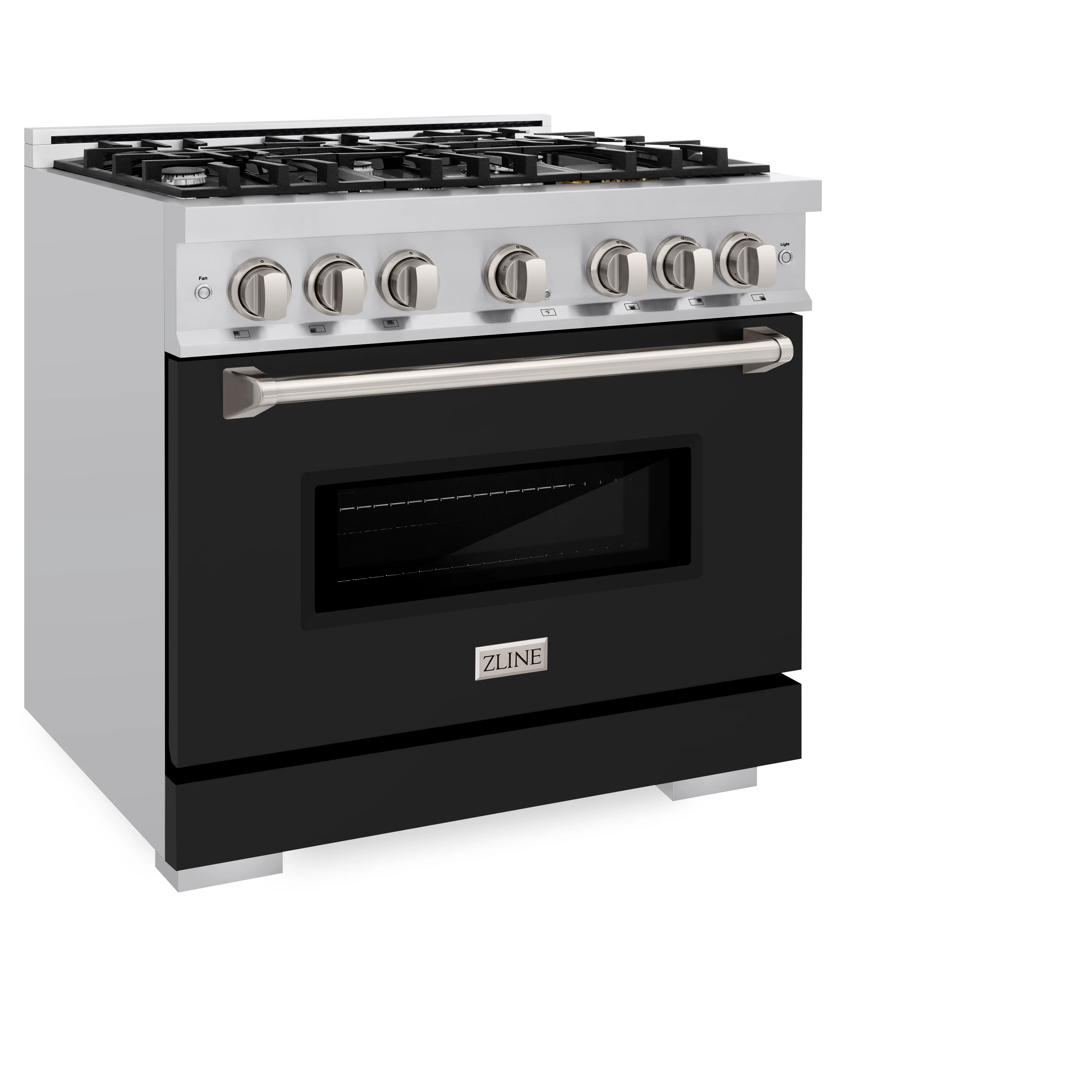 ZLINE 36 in. 5.2 cu. ft. Classic Dual Fuel Range with 6 Burner Gas Cooktop and Electric Convection Oven in Stainless Steel with Black Matte Door (CDR-BLM-36) - Image 4