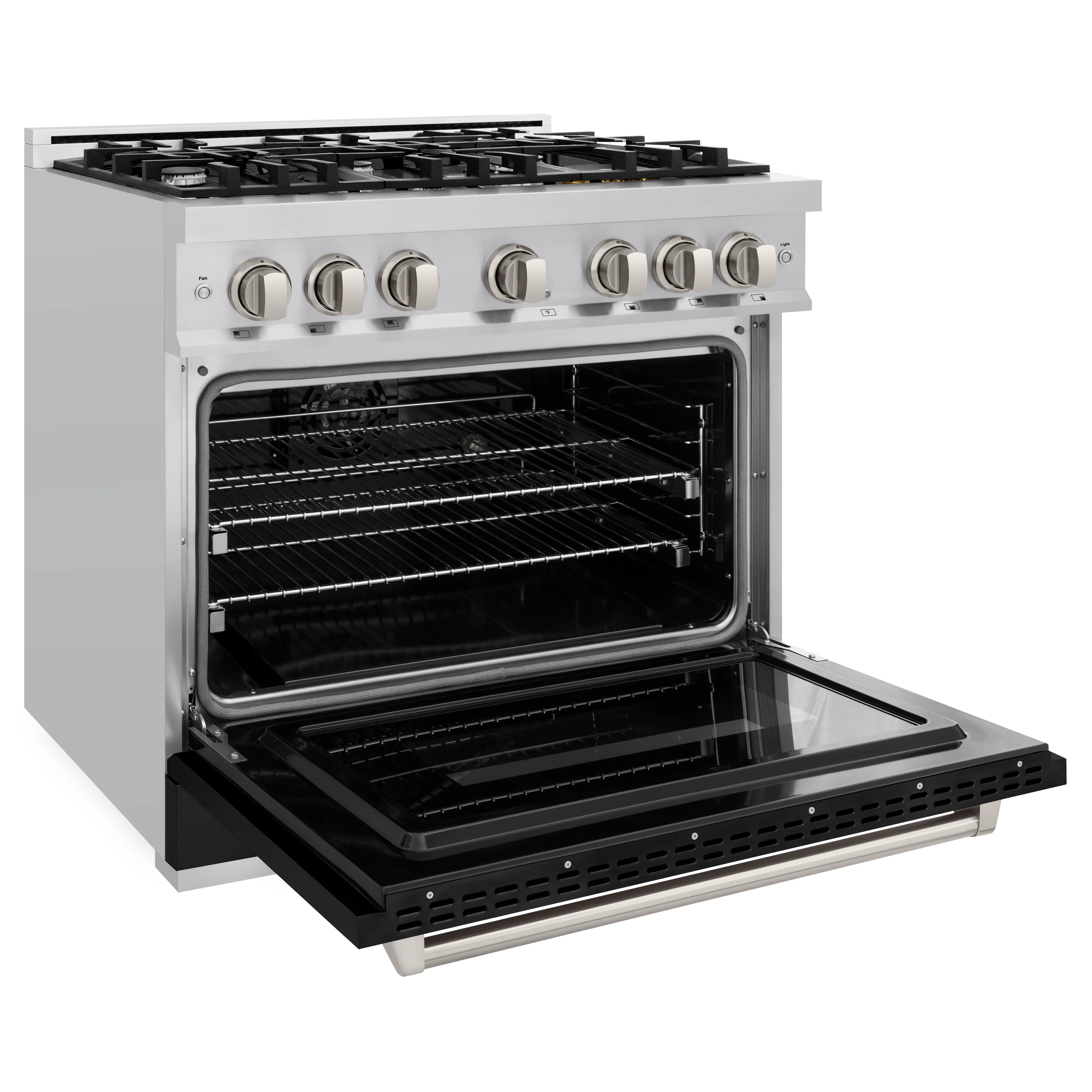 ZLINE 36 in. 5.2 cu. ft. Classic Dual Fuel Range with 6 Burner Gas Cooktop and Electric Convection Oven in Stainless Steel with Black Matte Door (CDR-BLM-36) - Image 6