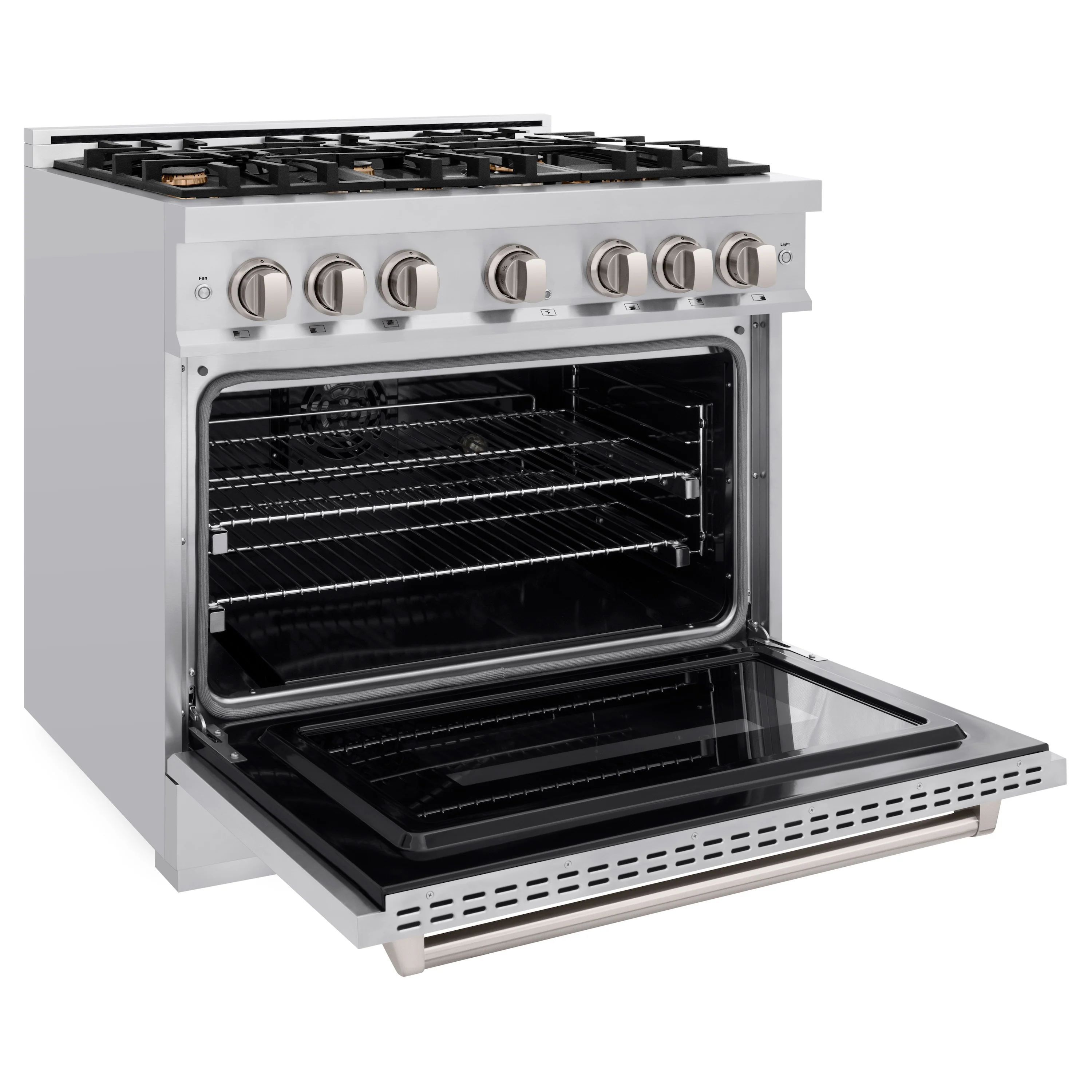 ZLINE 36 in. 5.2 cu. ft. Classic Dual Fuel Range with Gas Cooktop and Electric Convection Oven in Stainless Steel with 6 Brass Burners (CDR-BR-36) - Image 6