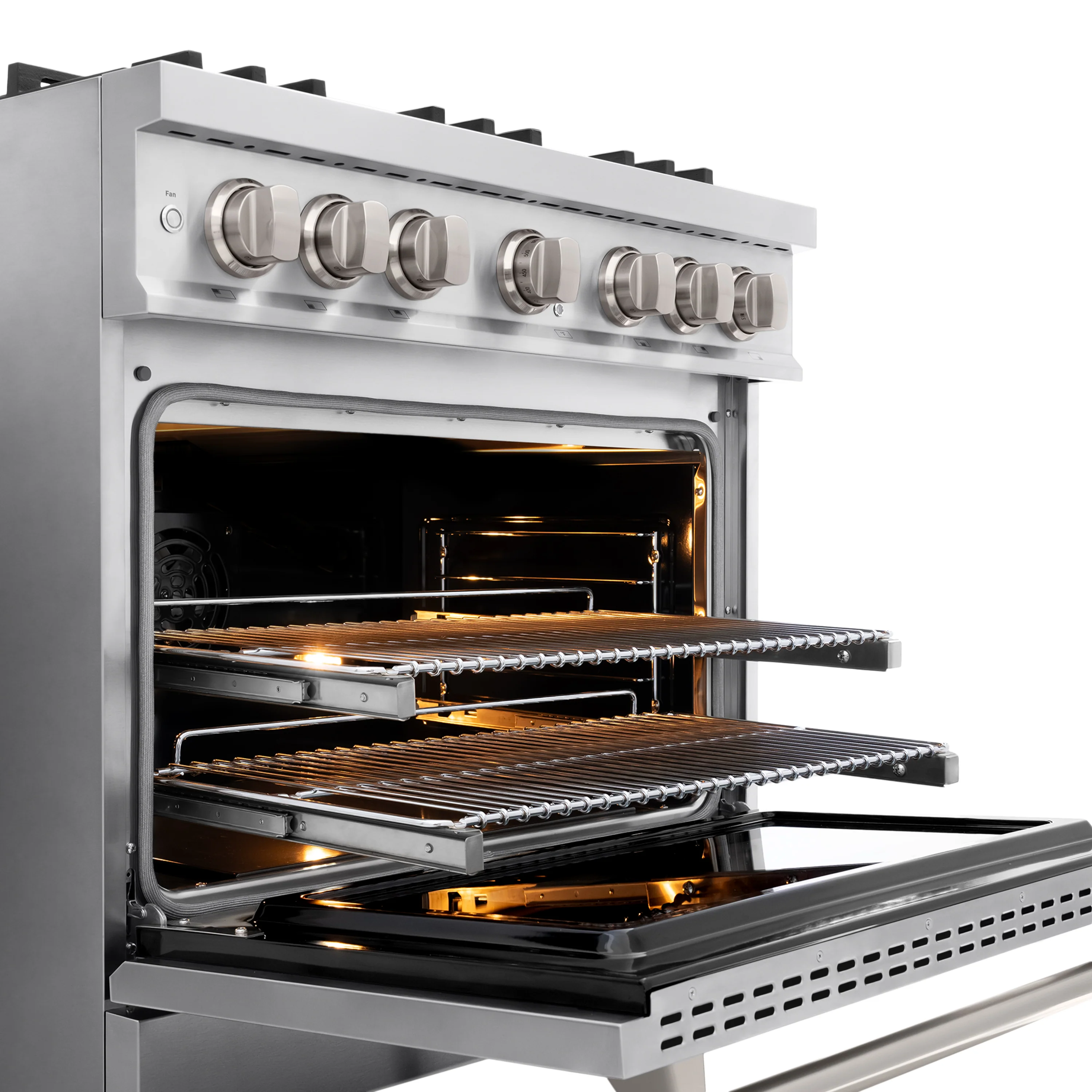 ZLINE 36 in. 5.2 cu. ft. Classic Dual Fuel Range with Gas Cooktop and Electric Convection Oven in Stainless Steel with 6 Brass Burners (CDR-BR-36) - Image 7