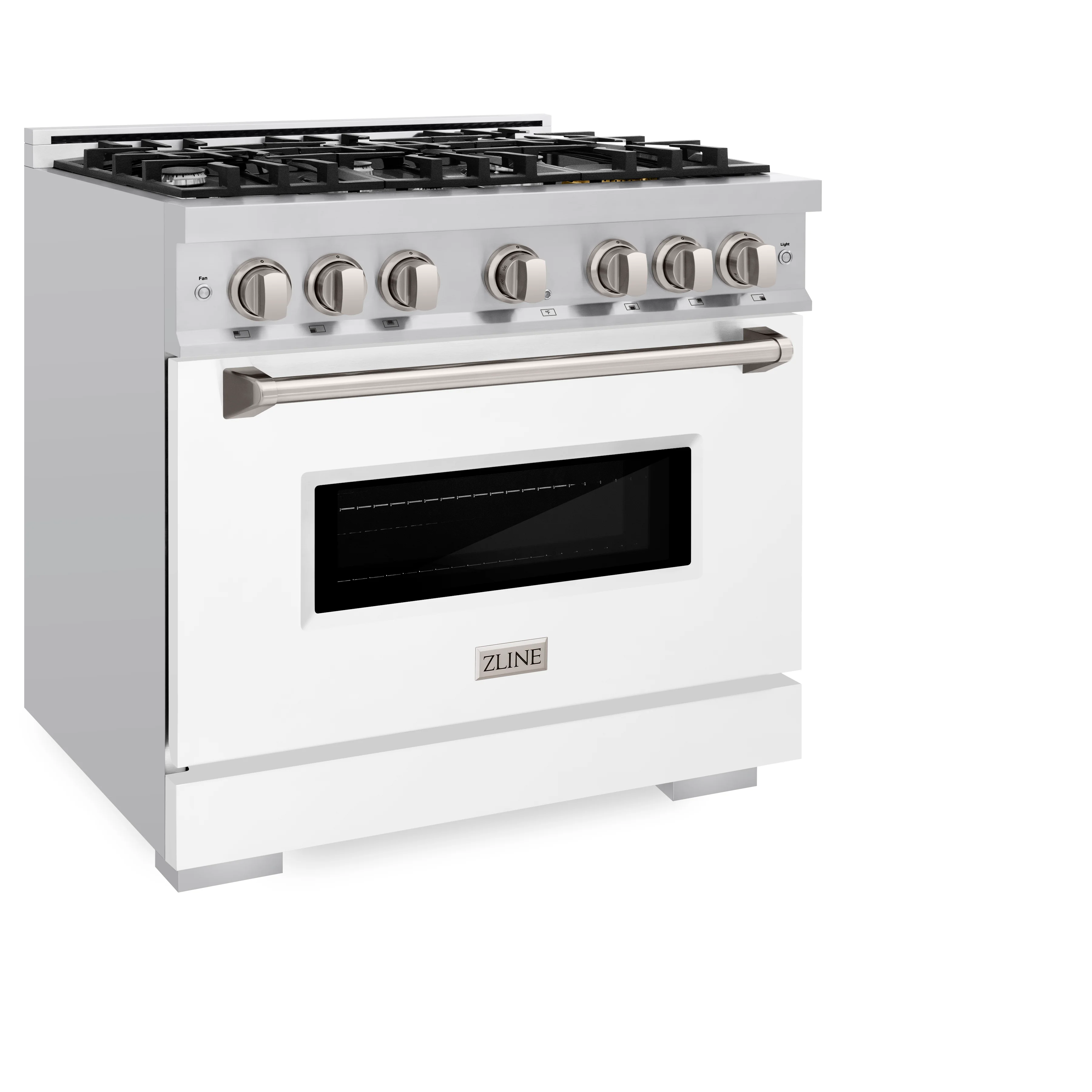 ZLINE 36 in. 5.2 cu. ft. Classic Dual Fuel Range with 6 Burner Gas Cooktop and Electric Convection Oven in Stainless Steel with White Matte Door (CDR-WM-36) - Image 2