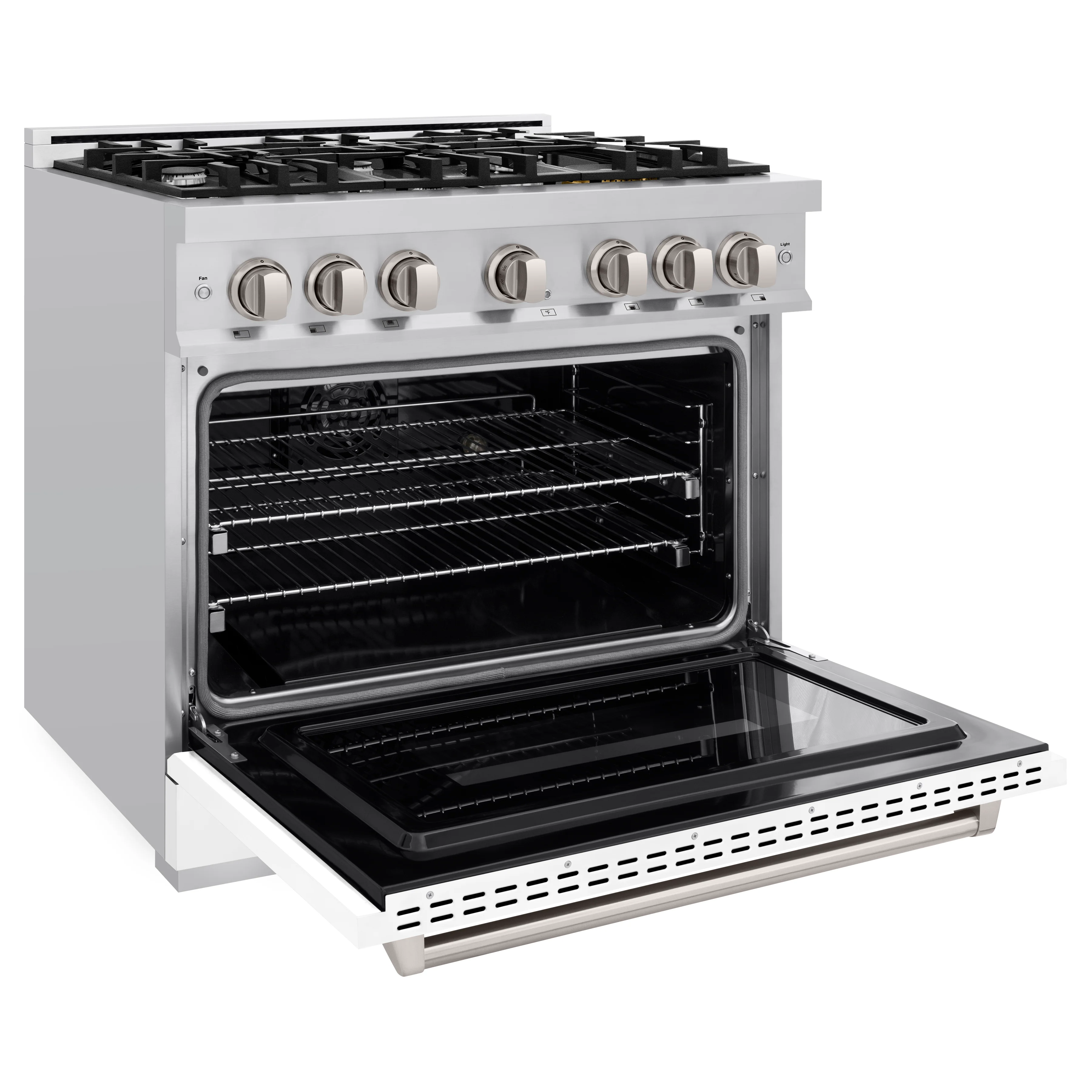 ZLINE 36 in. 5.2 cu. ft. Classic Dual Fuel Range with 6 Burner Gas Cooktop and Electric Convection Oven in Stainless Steel with White Matte Door (CDR-WM-36) - Image 7