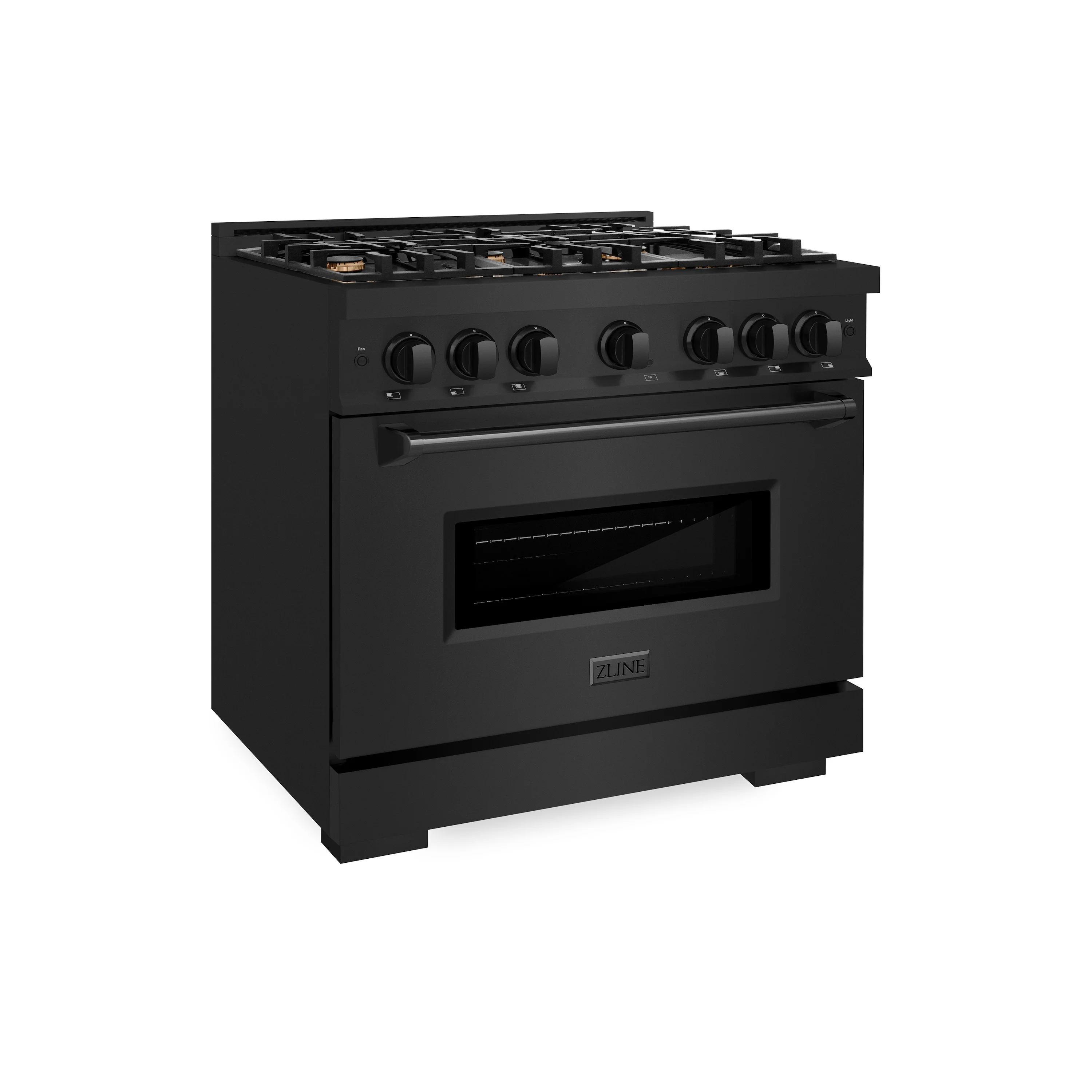 ZLINE 36 in. 5.2 cu. ft. Classic Gas Range with Convection Gas Oven in Black Stainless Steel with 6 Brass Burners (CGRB-BR-36) - Image 5