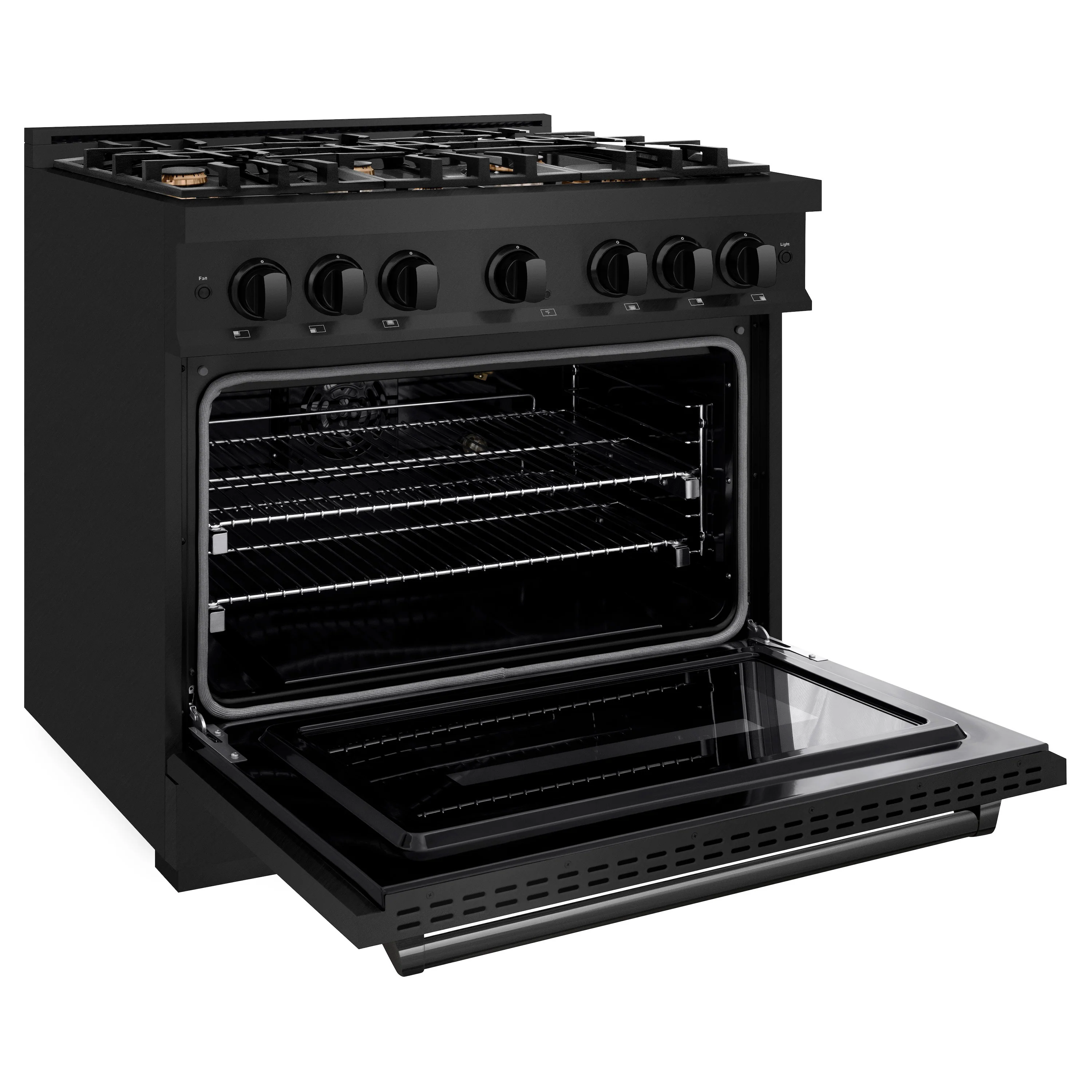 ZLINE 36 in. 5.2 cu. ft. Classic Gas Range with Convection Gas Oven in Black Stainless Steel with 6 Brass Burners (CGRB-BR-36) - Image 6