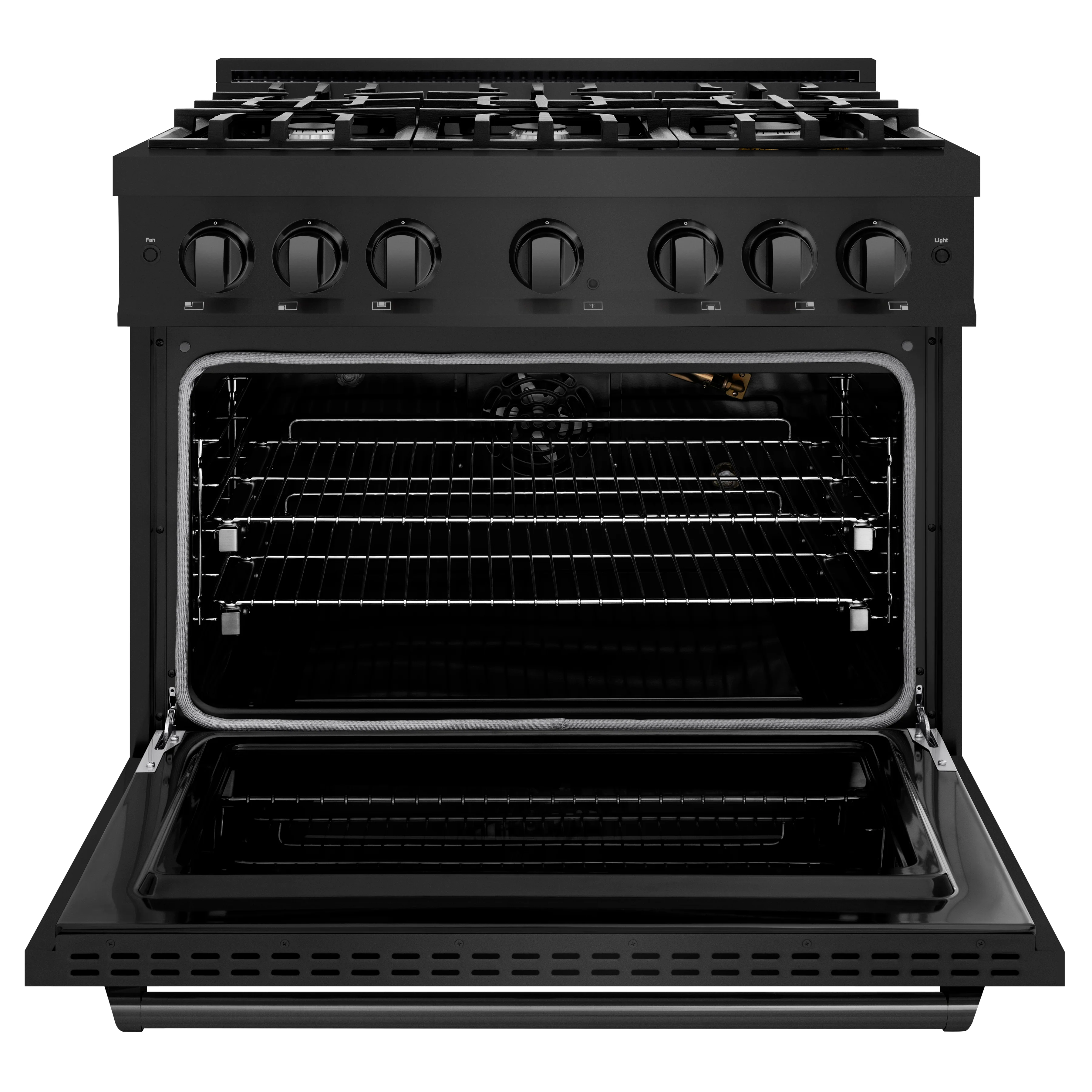 ZLINE 36 in. 5.2 cu. ft. Classic Gas Range with 6 Burner Cooktop and Convection Gas Oven in Black Stainless Steel (CGRB-36) - Image 3