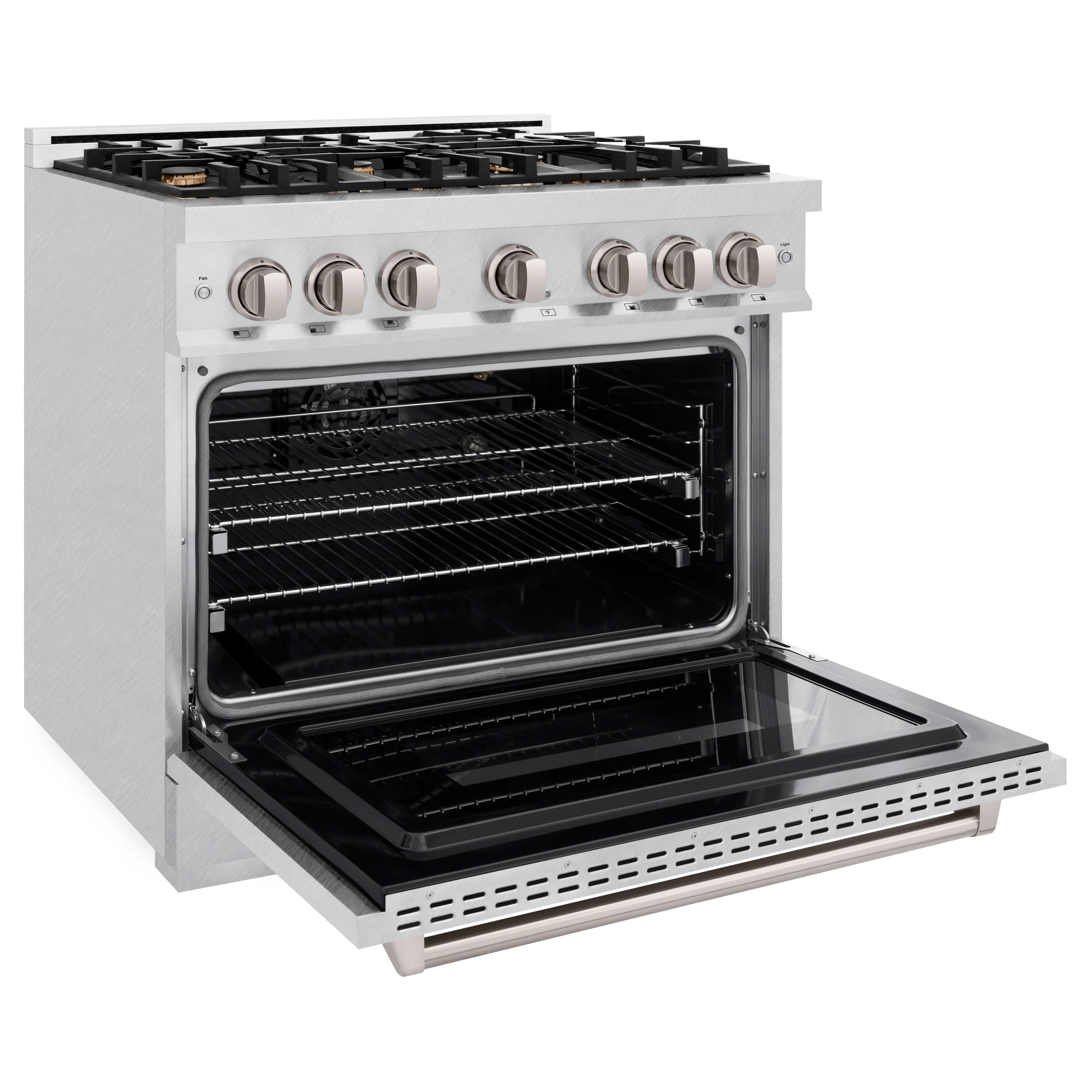 ZLINE 36 in. 5.2 cu. ft. Classic Gas Range with Convection Gas Oven in Satin Stainless Steel with 6 Brass Burners (CGRS-BR-36) - Image 6