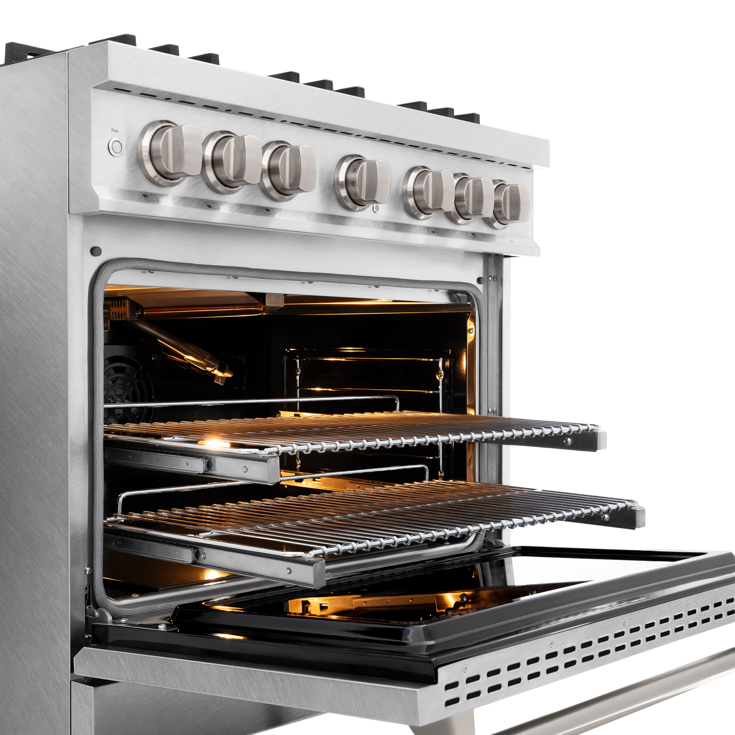 ZLINE 36 in. 5.2 cu. ft. Classic Gas Range with Convection Gas Oven in Satin Stainless Steel with 6 Brass Burners (CGRS-BR-36) - Image 8