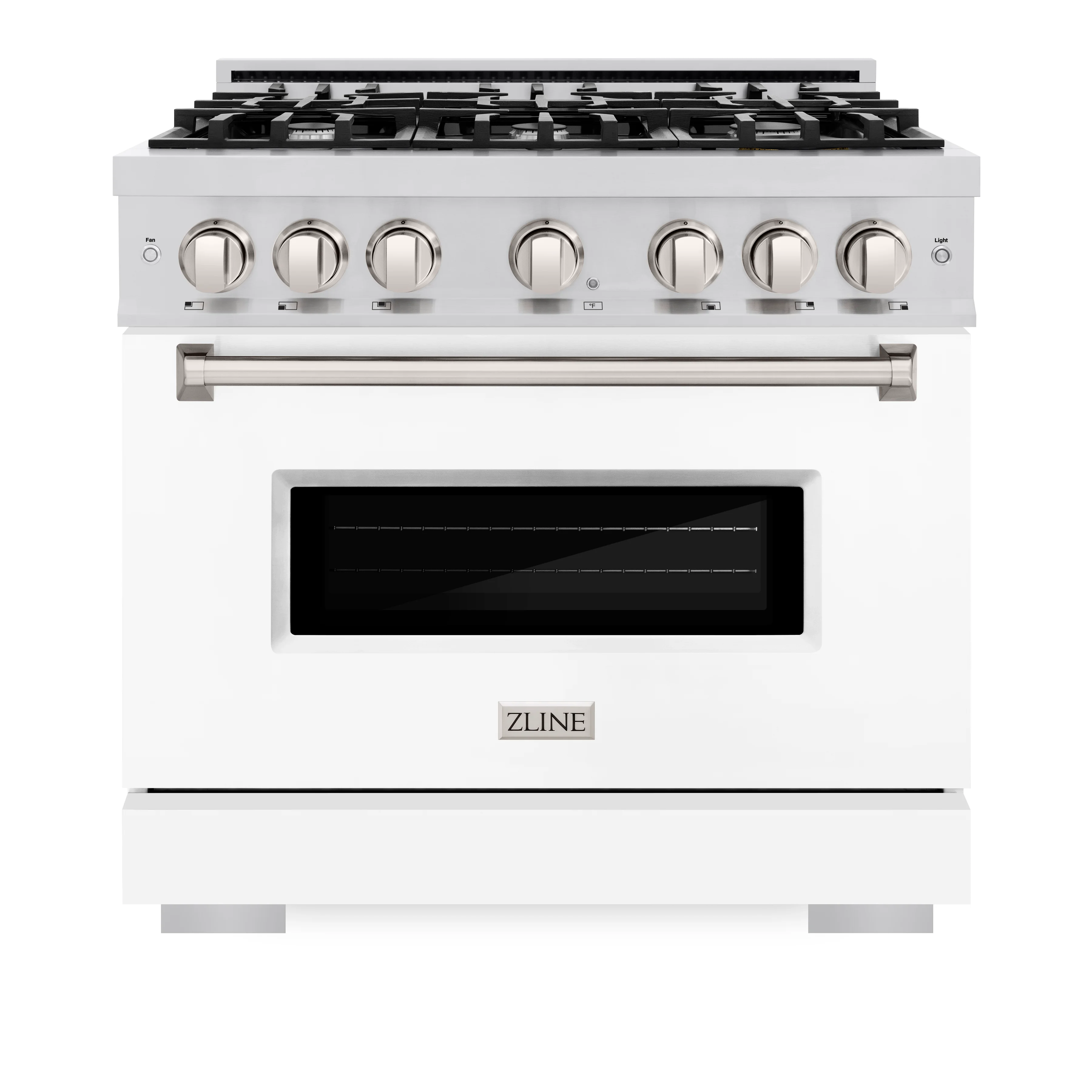 ZLINE 36 in. 5.2 cu. ft. Classic Gas Range with 6 Burner Cooktop and Convection Gas Oven in Stainless Steel with White Matte Door (CGR-WM-36) - Image 3