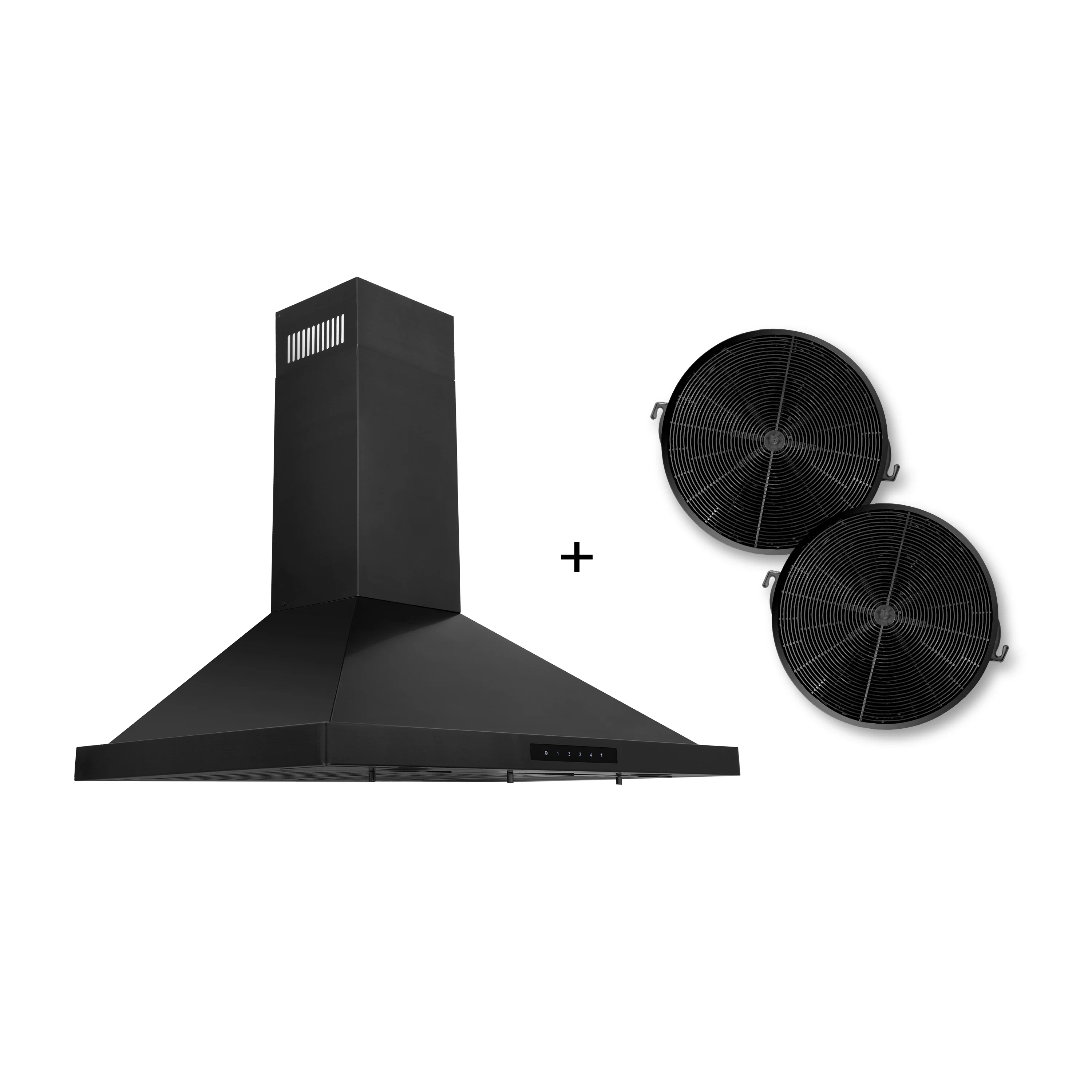 ZLINE 36" Convertible Wall Mount Range Hood in Black Stainless Steel with Set of 2 Charcoal Filters, LED lighting and Dishwasher-Safe Baffle Filters (BSKBN-CF-36) - Image 2