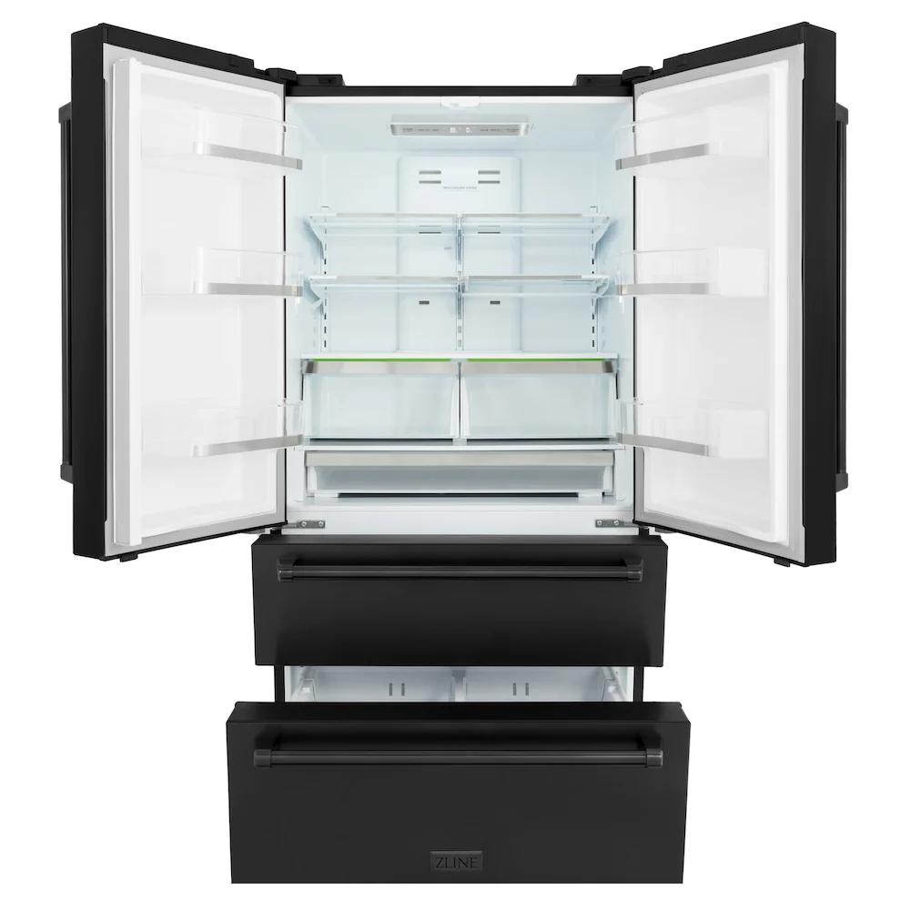 ZLINE 36 in. 22.5 cu. ft. Counter-Depth French Door Refrigerator with Ice Maker in Fingerprint-Resistant Black Stainless Steel (RFM-36-BS) - Image 4