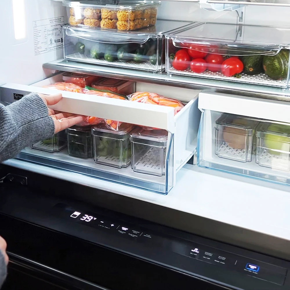 ZLINE 36 in. 21.6 cu. ft. Counter-Depth French Door Refrigerator with Water and Ice Dispenser in Fingerprint-Resistant Black Stainless Steel (RFM-W-36-BS) - Image 12