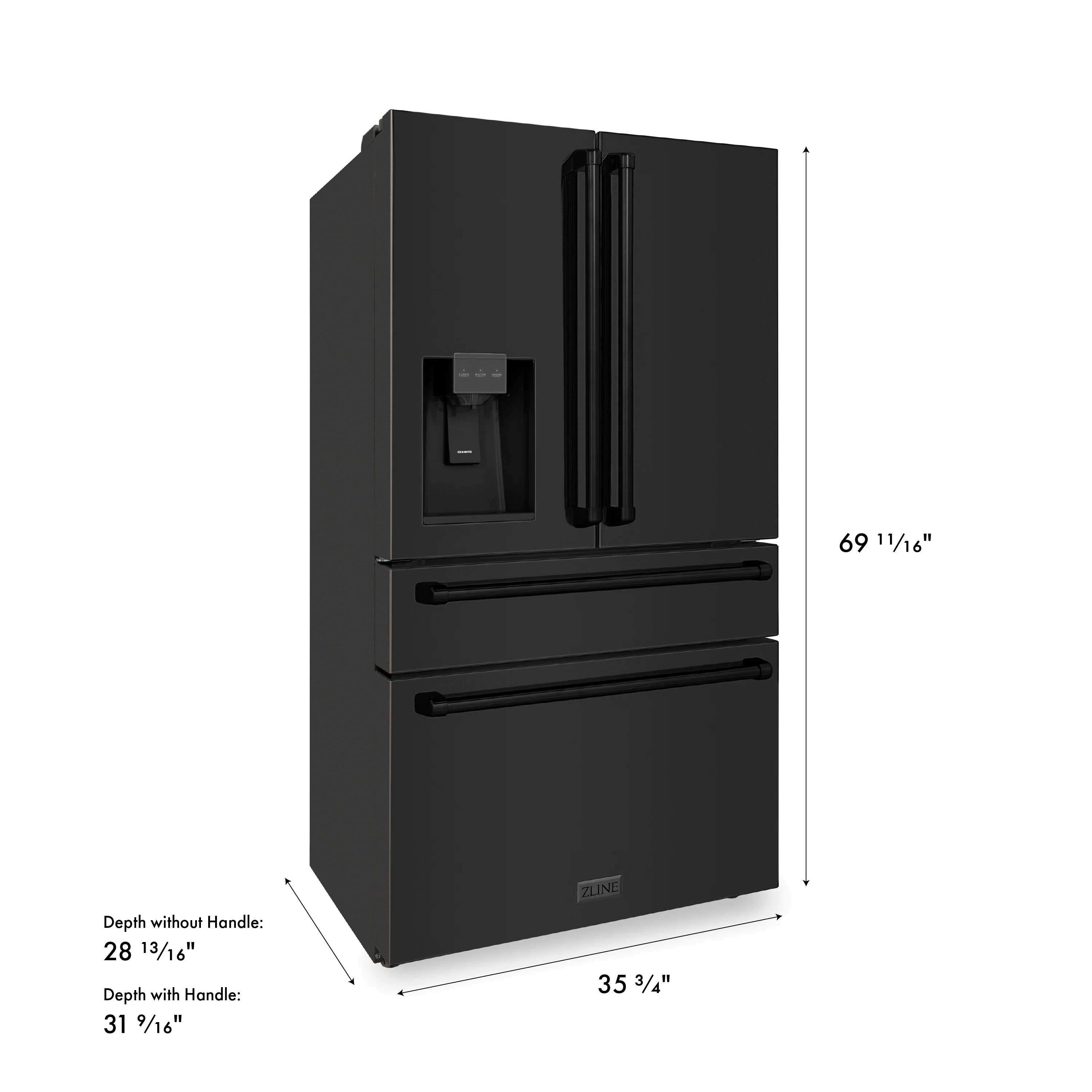 ZLINE 36 in. 21.6 cu. ft. Counter-Depth French Door Refrigerator with Water and Ice Dispenser in Fingerprint-Resistant Black Stainless Steel (RFM-W-36-BS) - Image 19