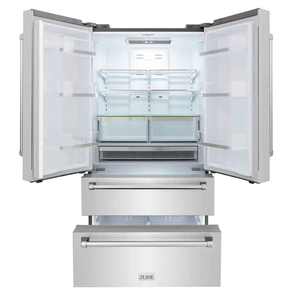 ZLINE 36 in. 22.5 cu. ft. Counter-Depth French Door Refrigerator with Ice Maker in Fingerprint-Resistant Stainless Steel (RFM-36) - Image 4