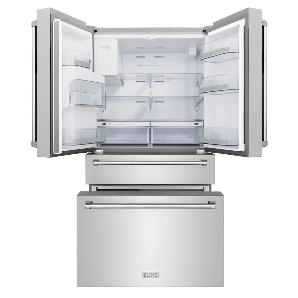 ZLINE 36 in. 21.6 cu. ft. Counter-Depth French Door Refrigerator with Water and Ice Dispenser in Fingerprint-Resistant Stainless Steel (RFM-W-36) - Image 4