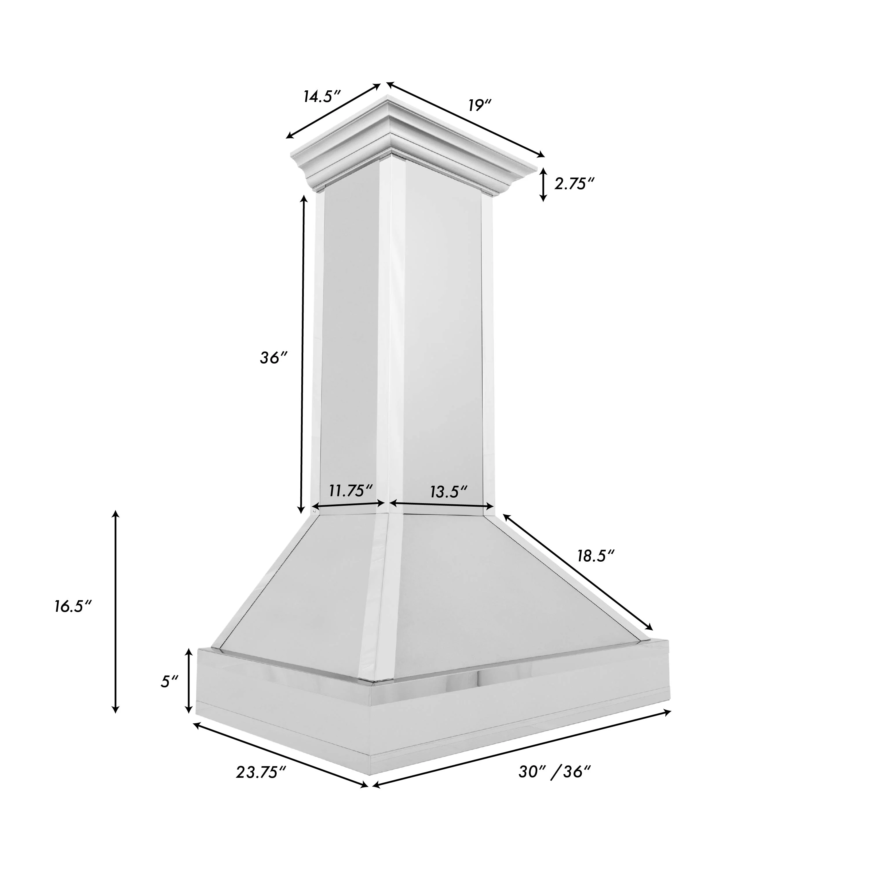 ZLINE 36" Designer Series Ducted Wall Mount Range Hood in Fingerprint Resistant Stainless Steel with Mirror Accents (655MR-36) - Image 11