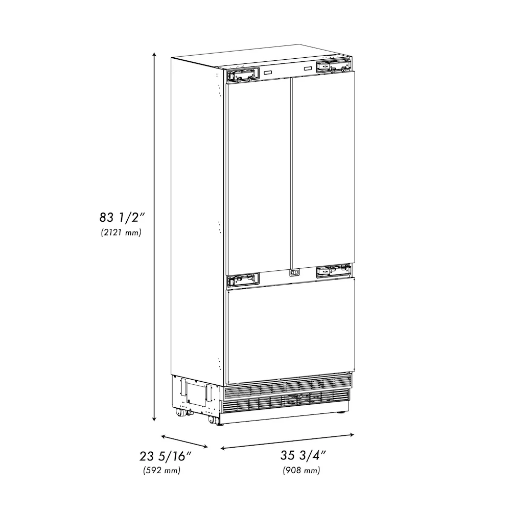ZLINE 36 in. 19.6 cu. ft. Panel Ready French Door Built-In Bottom Freezer Refrigerator with Water Dispenser and Ice Maker with Stainless Steel Interior, Open Box-Great Condition - Image 19