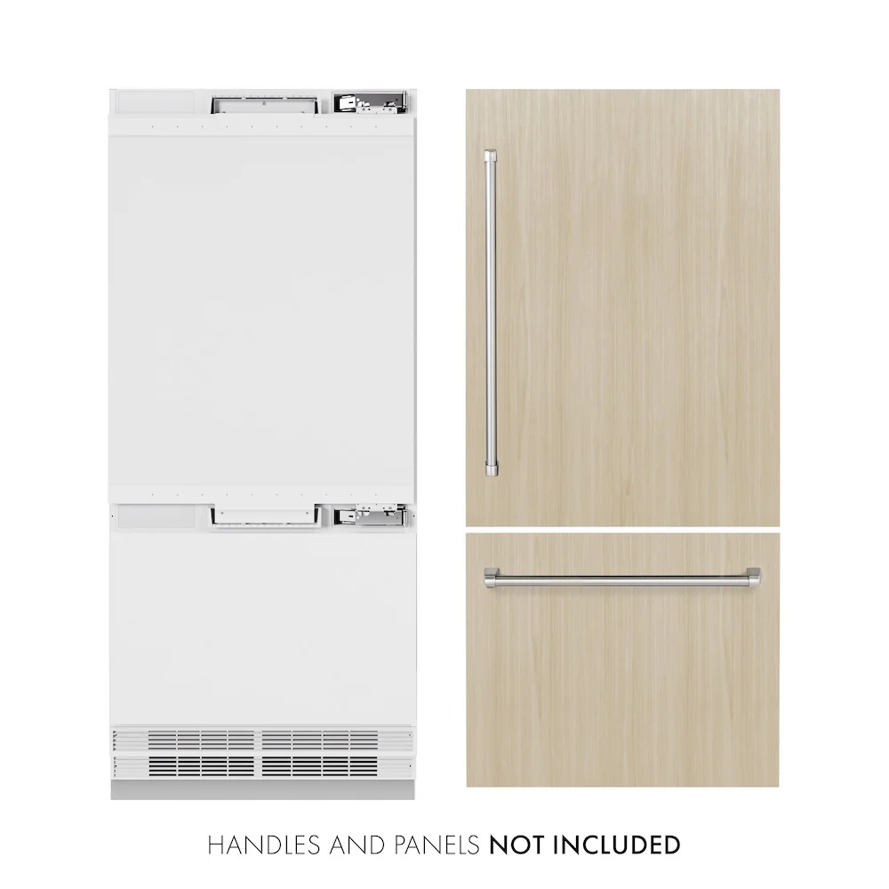 ZLINE 36 in. 19.8 cu. ft. Panel Ready Built-In Bottom Freezer Refrigerator with Water Dispenser and Ice Maker, Open Box-Great Condition