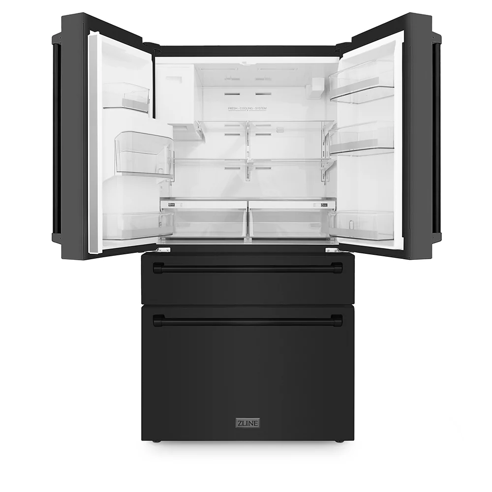 ZLINE 36 in. 21.6 cu. ft. Counter-Depth French Door Refrigerator with Water and Ice Dispenser in Fingerprint-Resistant Black Stainless Steel, Open Box-Good Condition - Image 3
