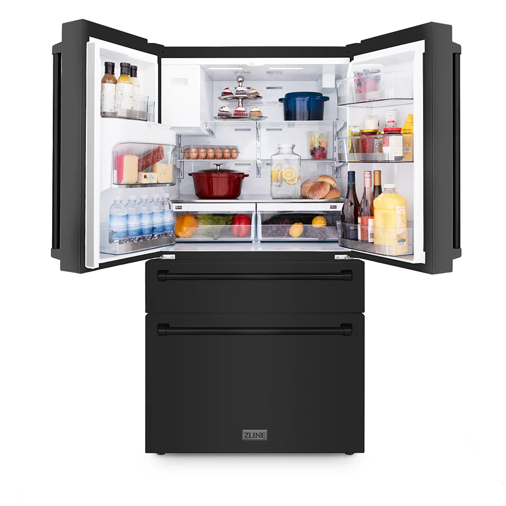 ZLINE 36 in. 21.6 cu. ft. Counter-Depth French Door Refrigerator with Water and Ice Dispenser in Fingerprint-Resistant Black Stainless Steel, Open Box-Good Condition - Image 5