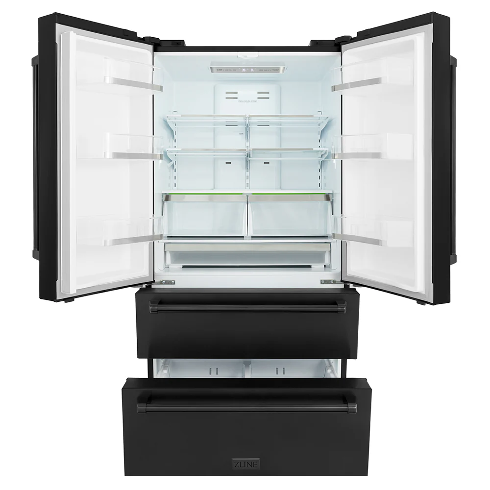 ZLINE 36 in. 22.5 cu. ft. Counter-Depth French Door Refrigerator with Ice Maker in Fingerprint-Resistant Black Stainless Steel, Open Box-Good Condition - Image 4
