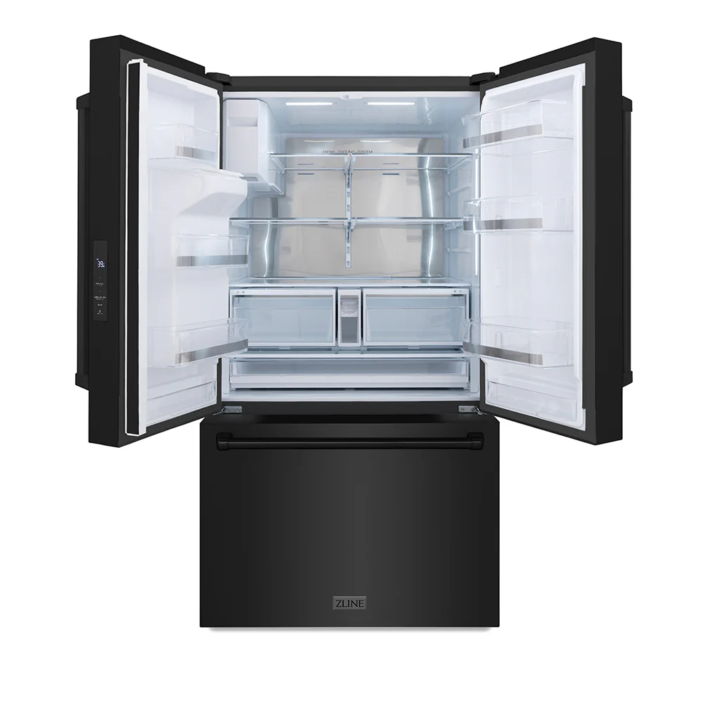 ZLINE 36 in. 28.9 cu. ft. Standard-Depth French Door External Water Dispenser Refrigerator with Dual Ice Maker in Fingerprint-Resistant Black Stainless Steel, Open Box-Good Condition - Image 4