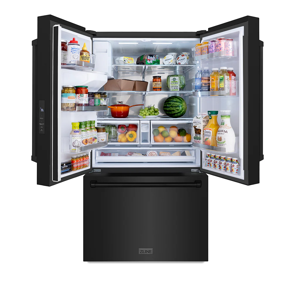 ZLINE 36 in. 28.9 cu. ft. Standard-Depth French Door External Water Dispenser Refrigerator with Dual Ice Maker in Fingerprint-Resistant Black Stainless Steel, Open Box-Good Condition - Image 6