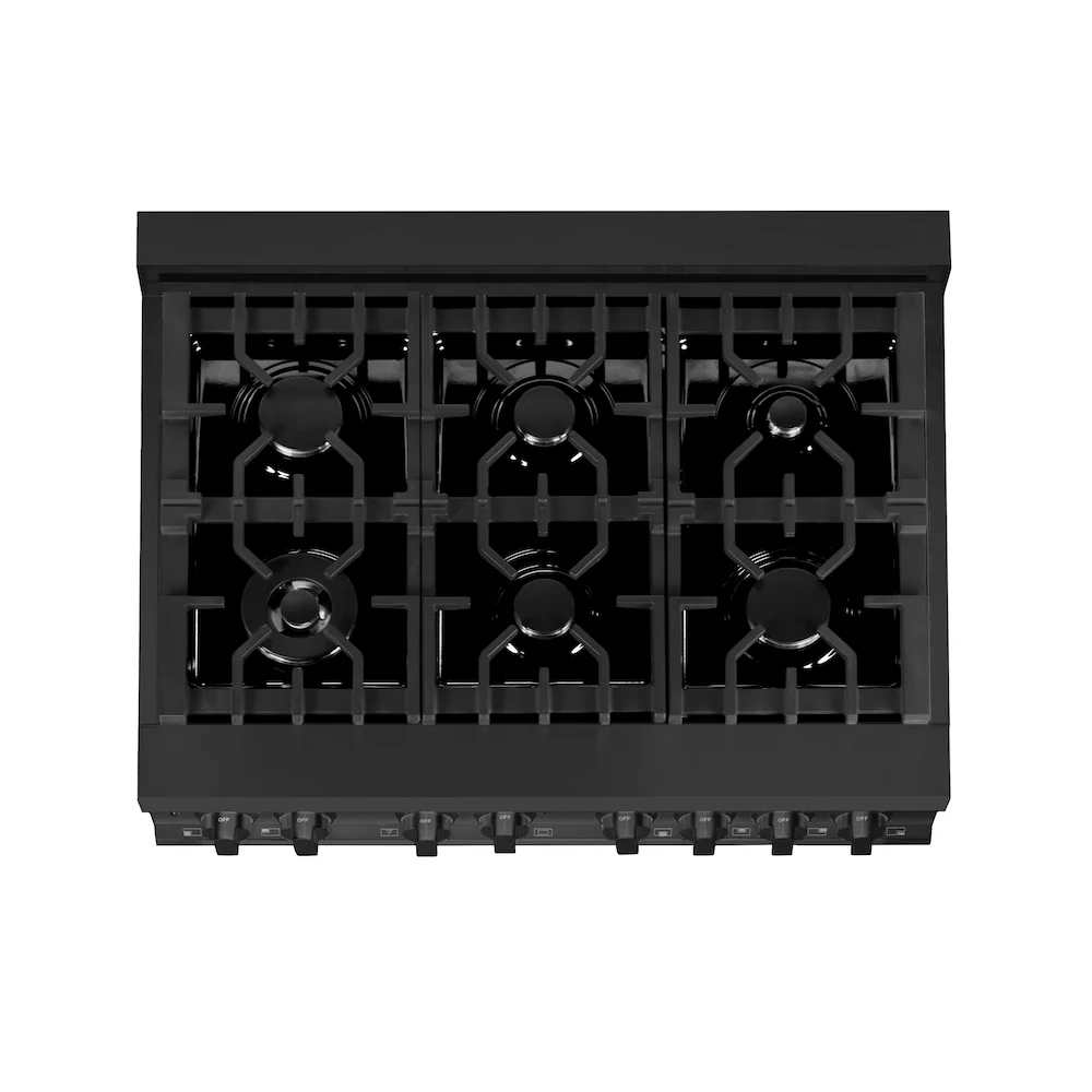 ZLINE 36 in. 4.6 cu. ft. Legacy Dual Fuel Range with 6 Burner Gas Cooktop and Electric Convection Oven in Black Stainless Steel, Open Box-Great Condition - Image 2