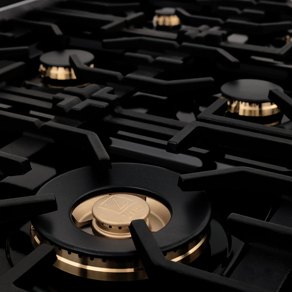 ZLINE 36 in. 4.6 cu. ft. Legacy Dual Fuel Range with Gas Cooktop and Electric Convection Oven in Black Stainless Steel with 6 Brass Burners, Open Box-Great Condition - Image 12