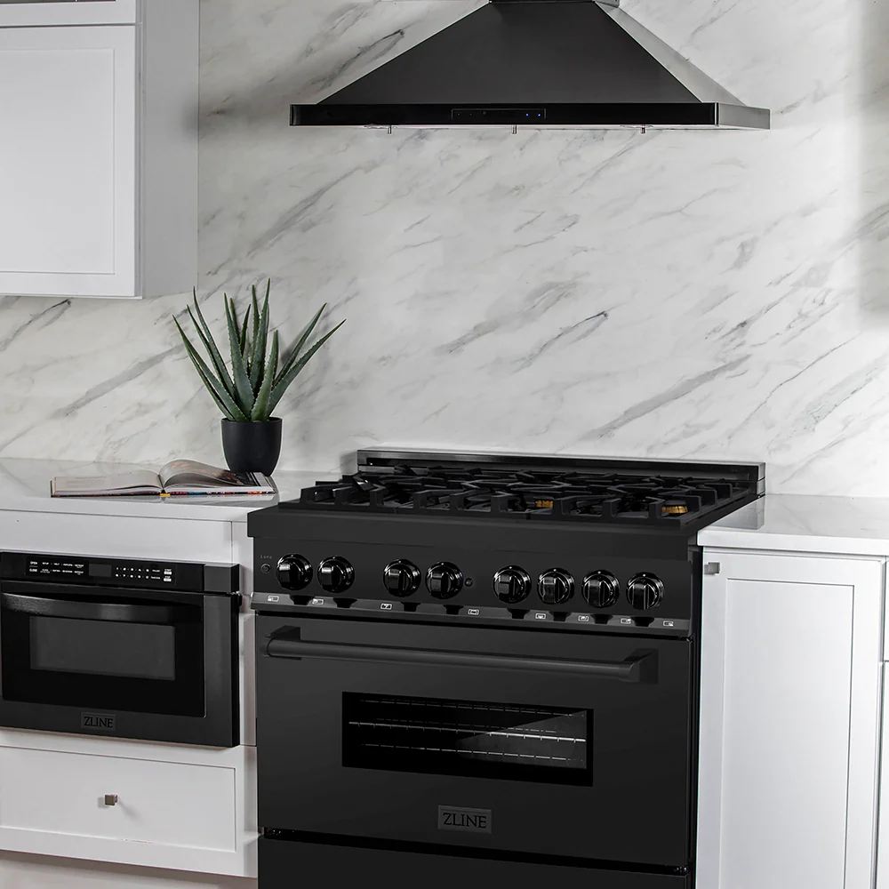 ZLINE 36 in. 4.6 cu. ft. Legacy Dual Fuel Range with Gas Cooktop and Electric Convection Oven in Black Stainless Steel with 6 Brass Burners, Open Box-Great Condition - Image 15