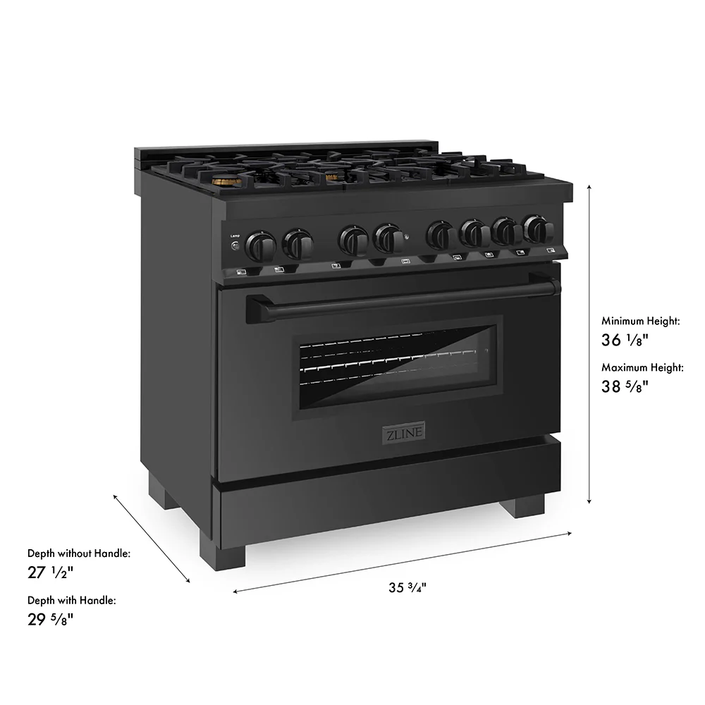 ZLINE 36 in. 4.6 cu. ft. Legacy Dual Fuel Range with Gas Cooktop and Electric Convection Oven in Black Stainless Steel with 6 Brass Burners, Open Box-Great Condition - Image 20