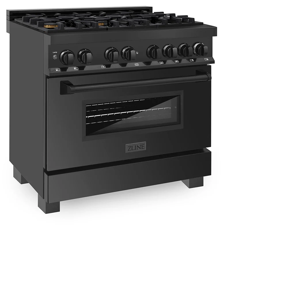 ZLINE 36 in. 4.6 cu. ft. Legacy Dual Fuel Range with Gas Cooktop and Electric Convection Oven in Black Stainless Steel with 6 Brass Burners, Open Box-Great Condition - Image 7
