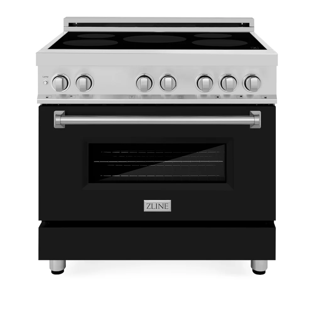 ZLINE 36 in. 4.6 cu. ft. Legacy Induction Range with 5 Element Cooktop and Electric Oven in Satin Stainless Steel and Black Matte Door, Open Box-Great Condition - Image 4