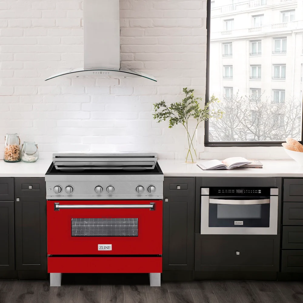 ZLINE 36 in. 4.6 cu. ft. Legacy Induction Range with 5 Element Cooktop and Electric Oven in Satin Stainless Steel and Red Gloss Door, Open Box-Great Condition - Image 19