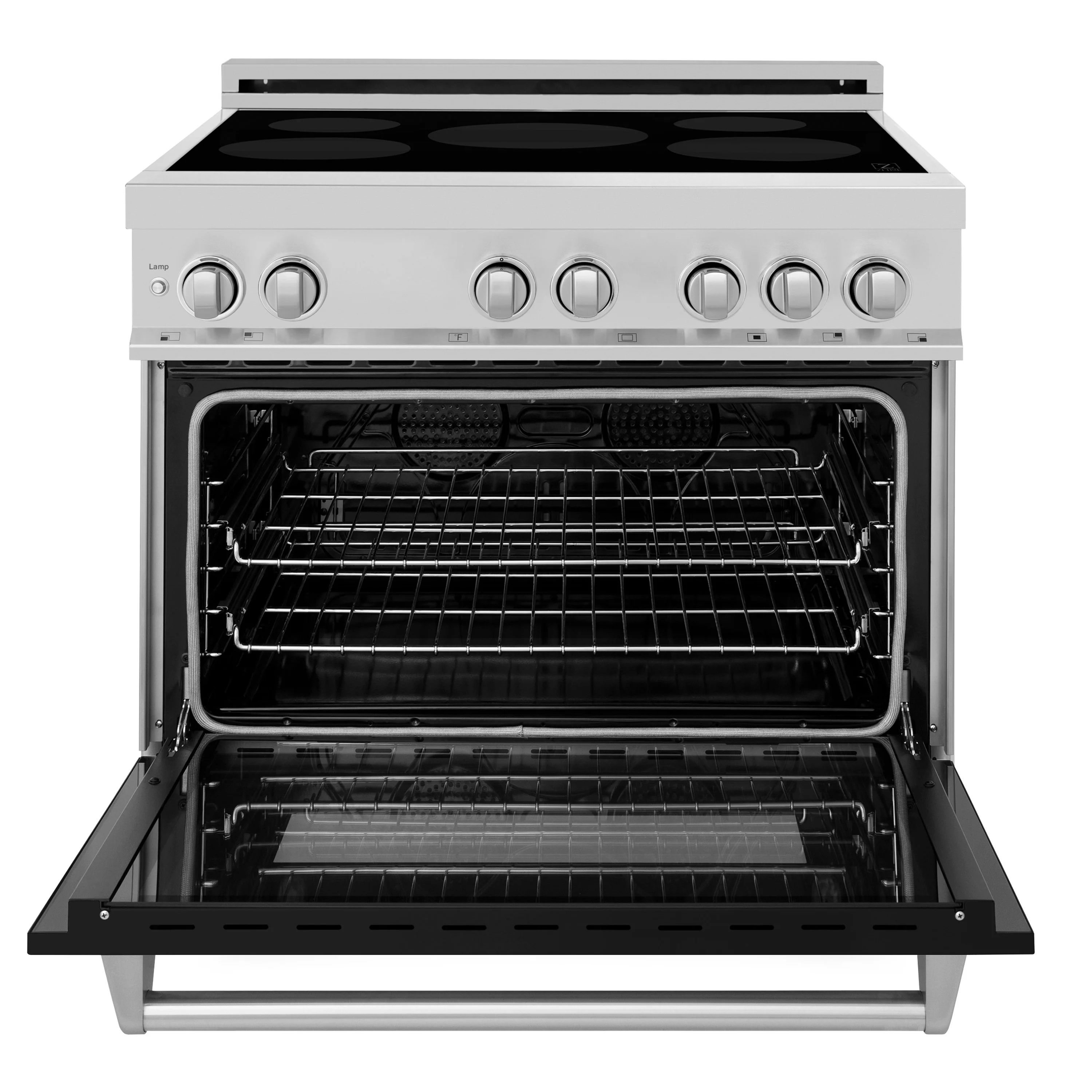 ZLINE 36 in. 4.6 cu. ft. Legacy Induction Range with 5 Element Cooktop and Electric Oven in Stainless Steel and Black Matte Door, Open Box-Great Condition - Image 5