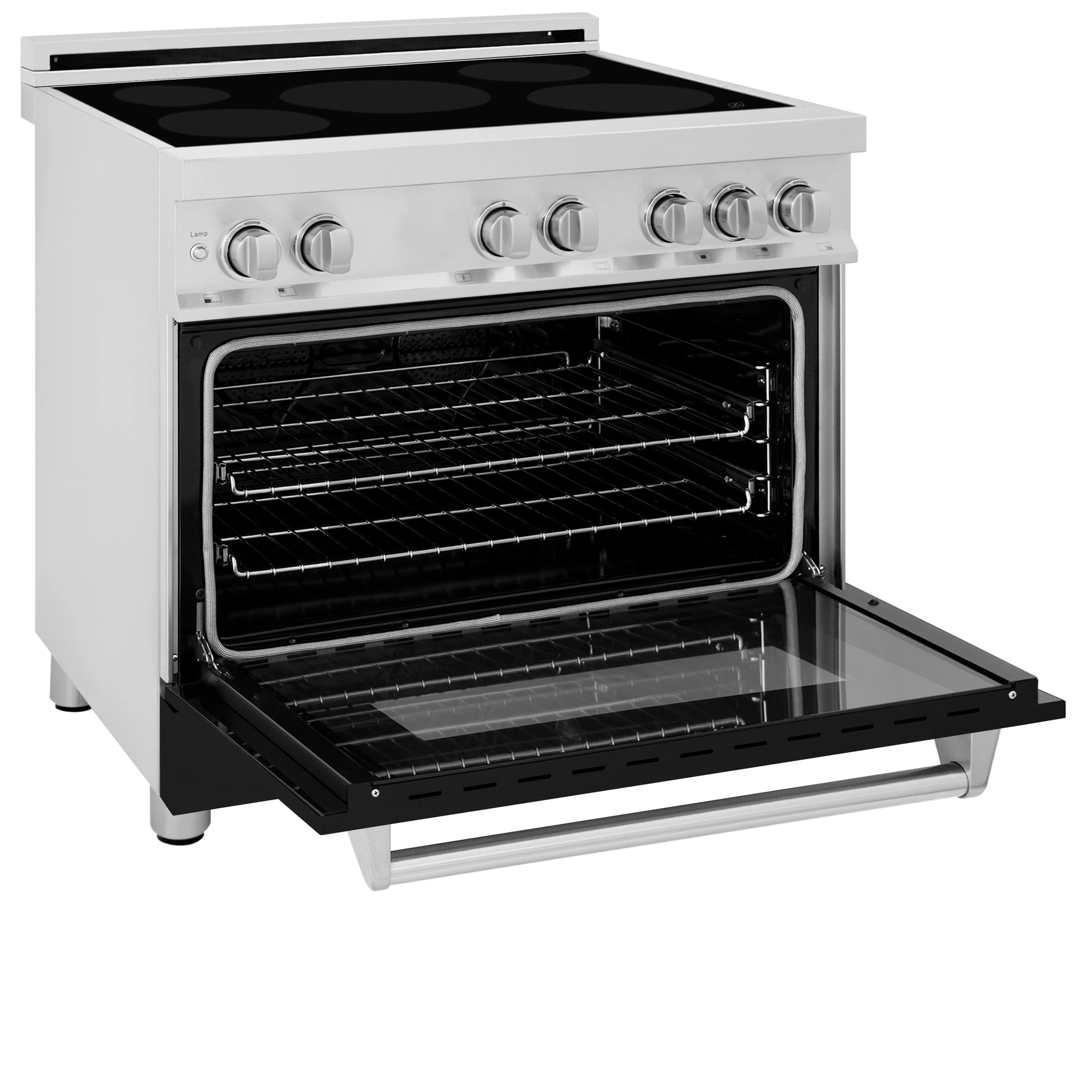 ZLINE 36 in. 4.6 cu. ft. Legacy Induction Range with 5 Element Cooktop and Electric Oven in Stainless Steel and Black Matte Door, Open Box-Great Condition - Image 7