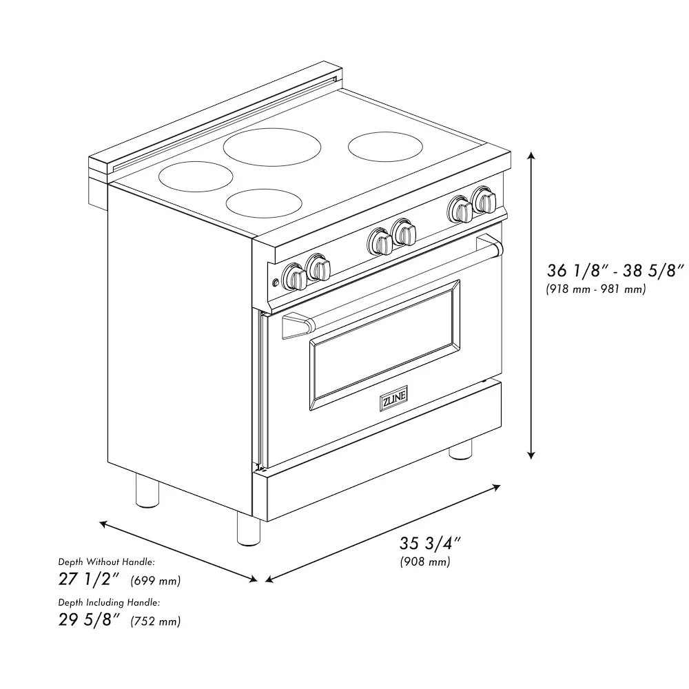 ZLINE 36 in. 4.6 cu. ft. Legacy Induction Range with 5 Element Cooktop and Electric Oven in Stainless Steel and Blue Gloss Door, Open Box-Great Condition - Image 11