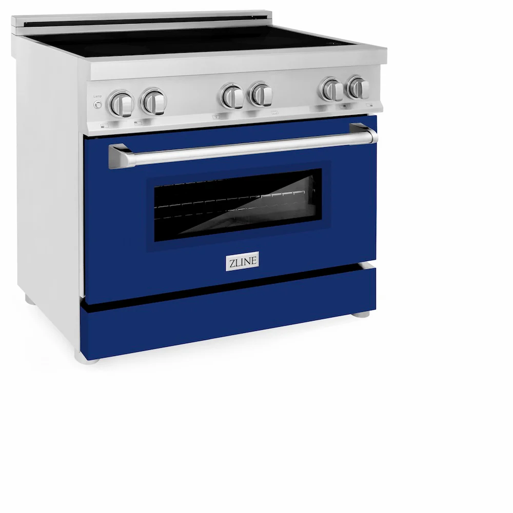 ZLINE 36 in. 4.6 cu. ft. Legacy Induction Range with 5 Element Cooktop and Electric Oven in Stainless Steel and Blue Gloss Door, Open Box-Great Condition - Image 7