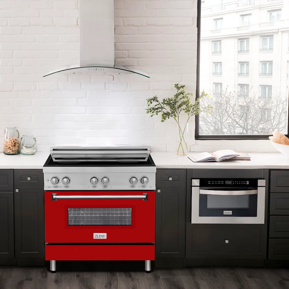 ZLINE 36 in. 4.6 cu. ft. Legacy Induction Range with 5 Element Cooktop and Electric Oven in Stainless Steel and Red Gloss Door, Open Box-Great Condition - Image 13