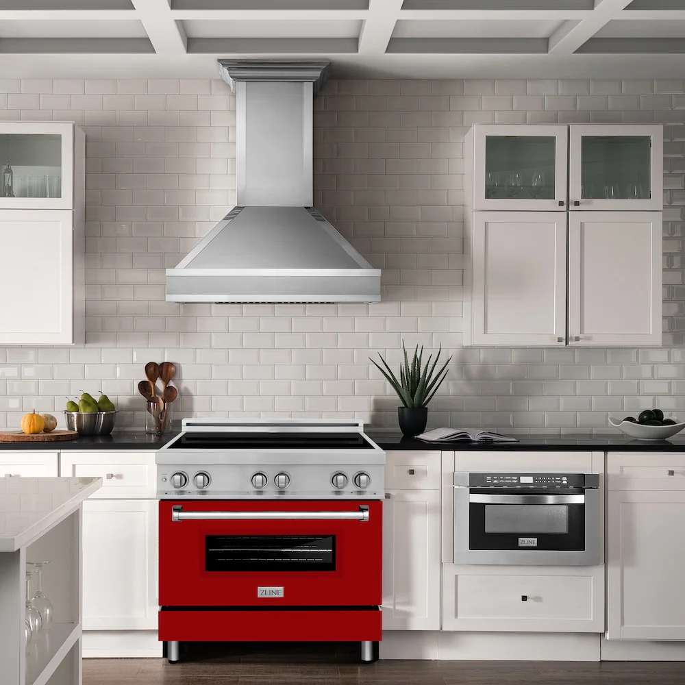 ZLINE 36 in. 4.6 cu. ft. Legacy Induction Range with 5 Element Cooktop and Electric Oven in Stainless Steel and Red Gloss Door, Open Box-Great Condition - Image 3