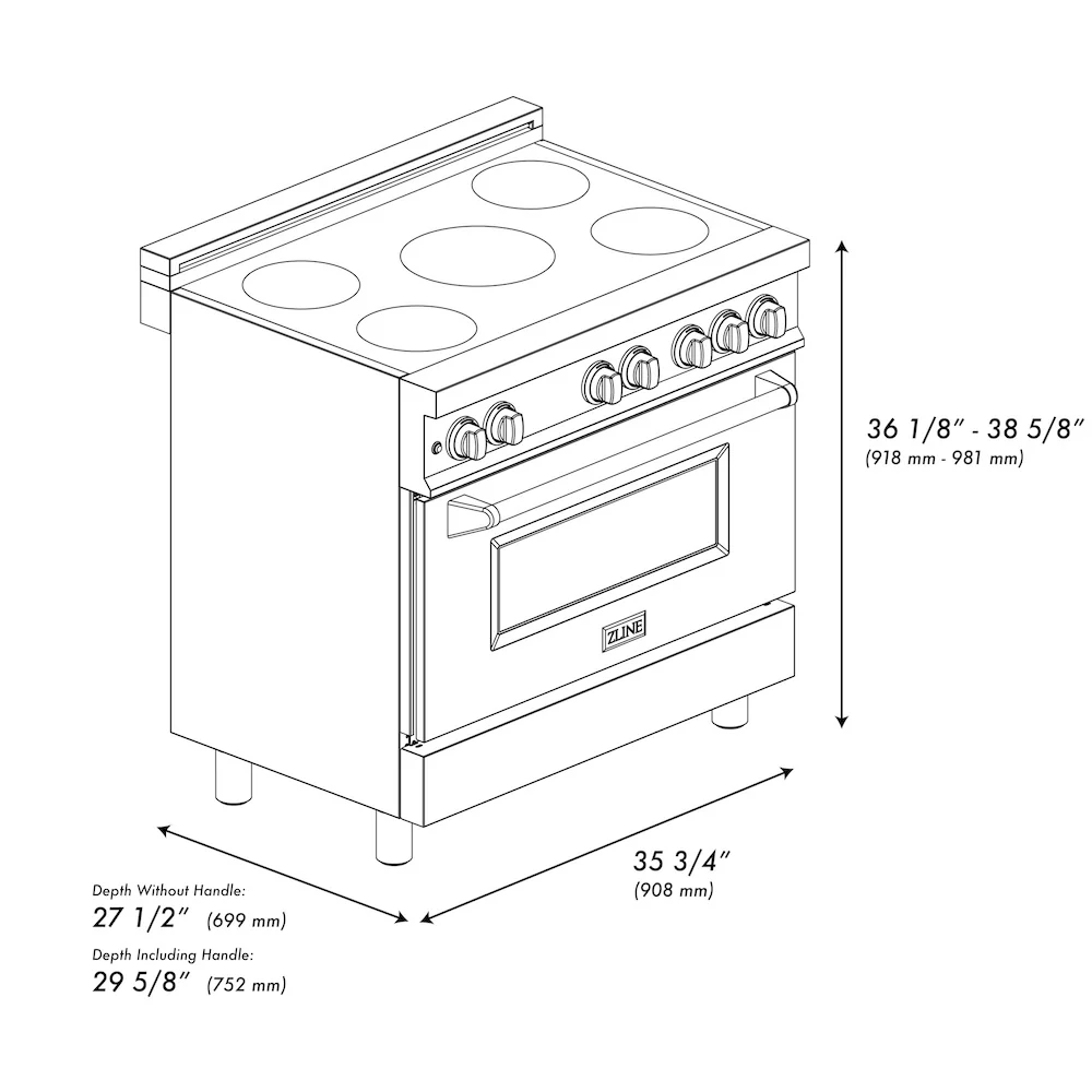 ZLINE 36 in. 4.6 cu. ft. Legacy Induction Range with 5 Element Cooktop and Electric Oven in Stainless Steel and White Matte Door, Open Box-Great Condition - Image 12
